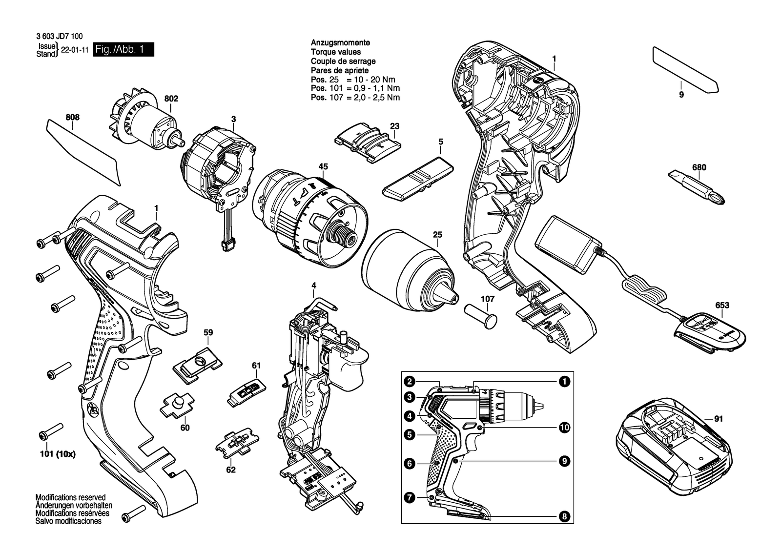 Bosch UniversalImpact 18V-60 parts diagram, sheet 1