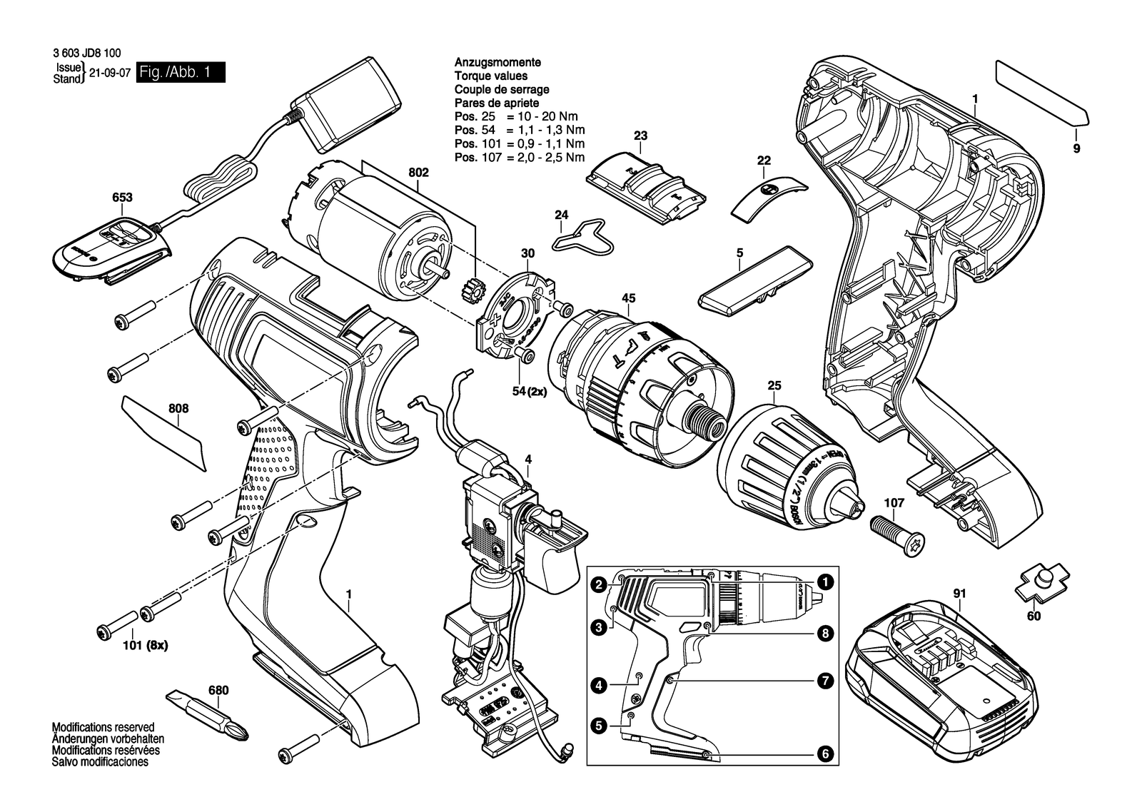 Bosch EasyImpact 18V-38 parts diagram, sheet 1