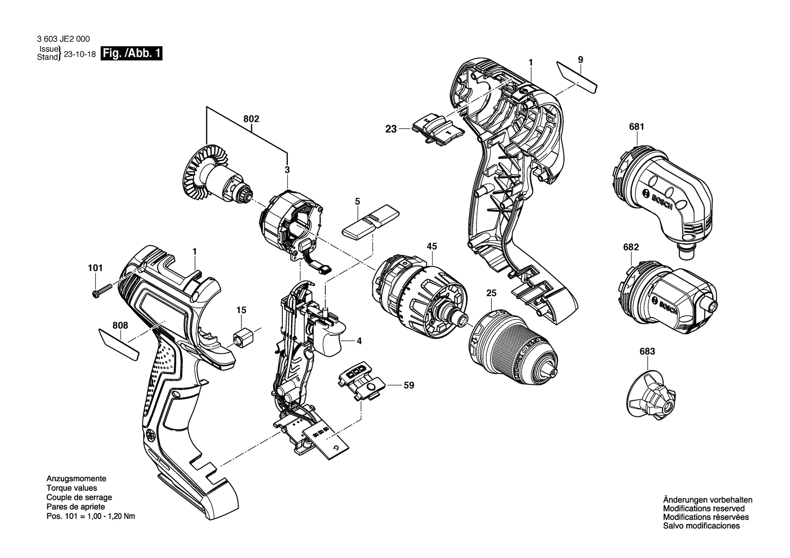 Bosch AdvancedDrill 18V-80 parts diagram, sheet 1
