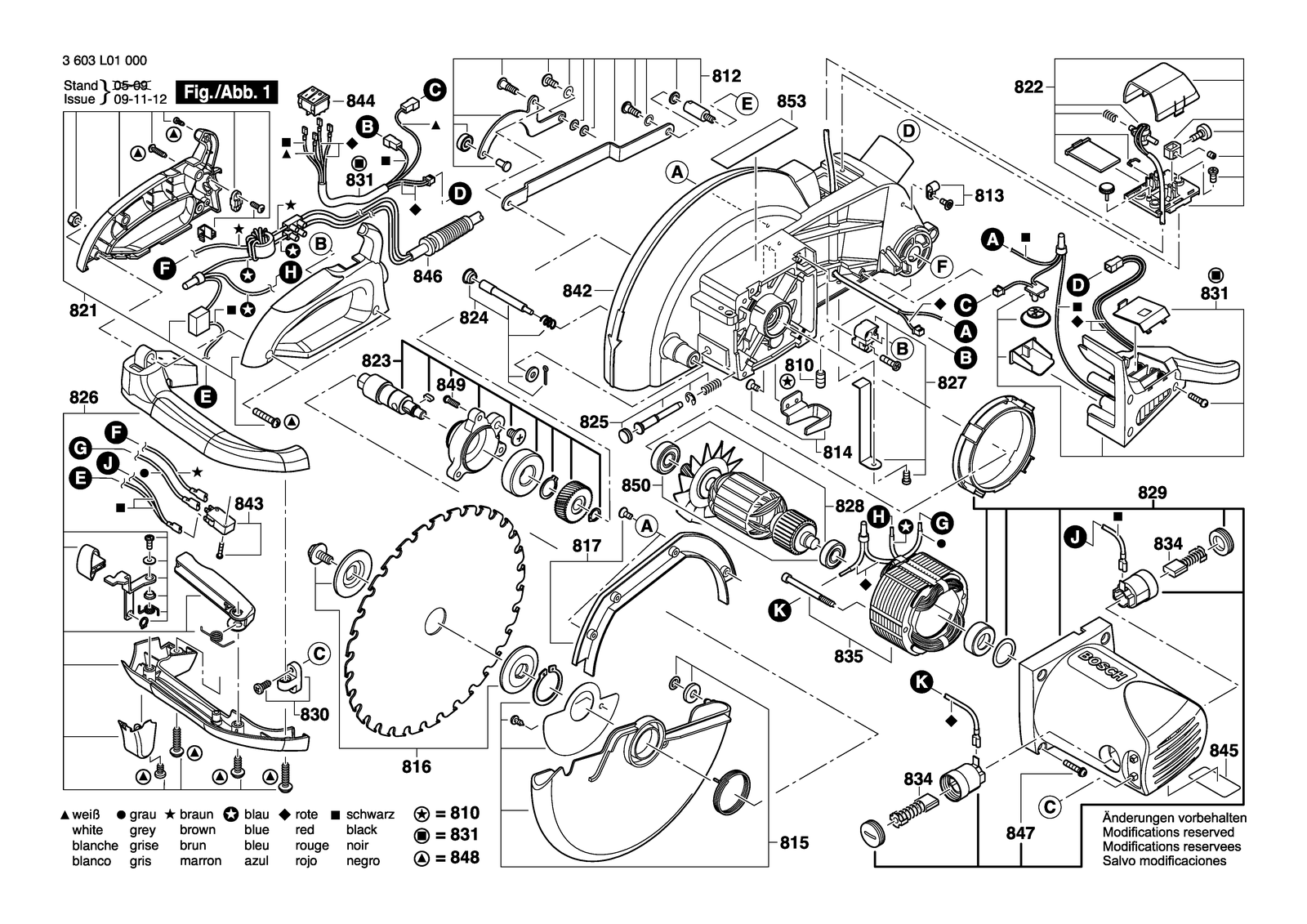 Bosch PCM 10 parts diagram, sheet 1