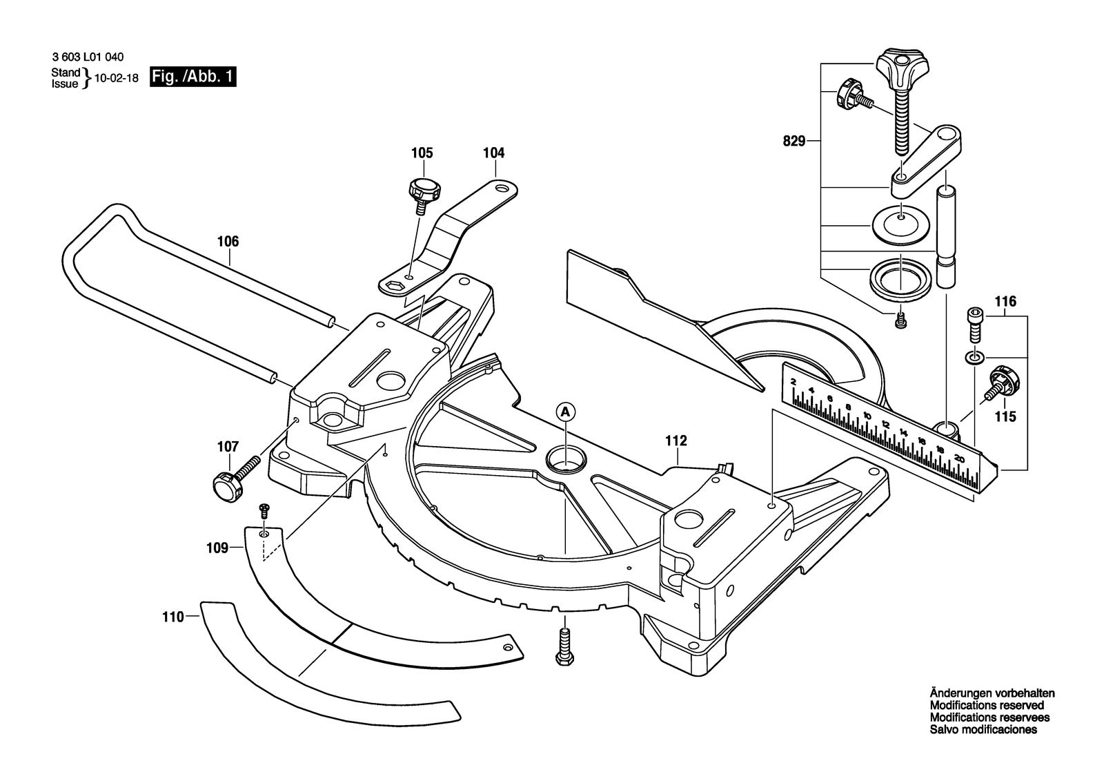 Bosch PCM 1800 parts diagram, sheet 1