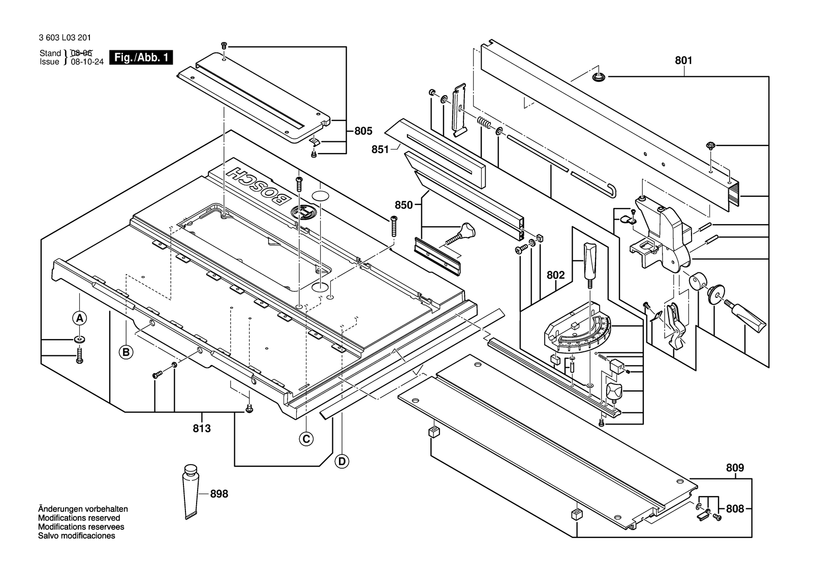 Bosch PTS 10 parts diagram, sheet 1
