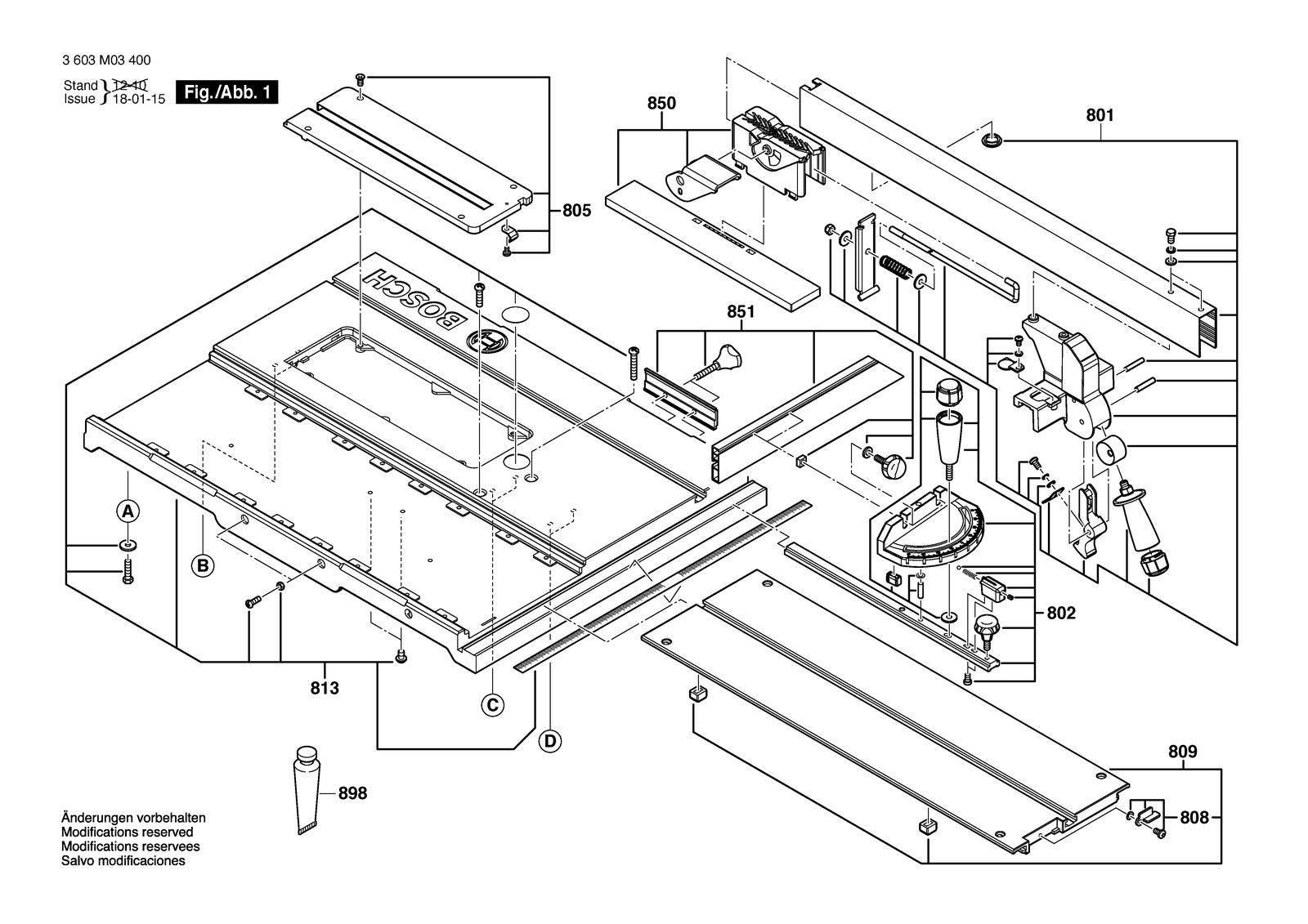 Bosch PTS 10 parts diagram, sheet 1