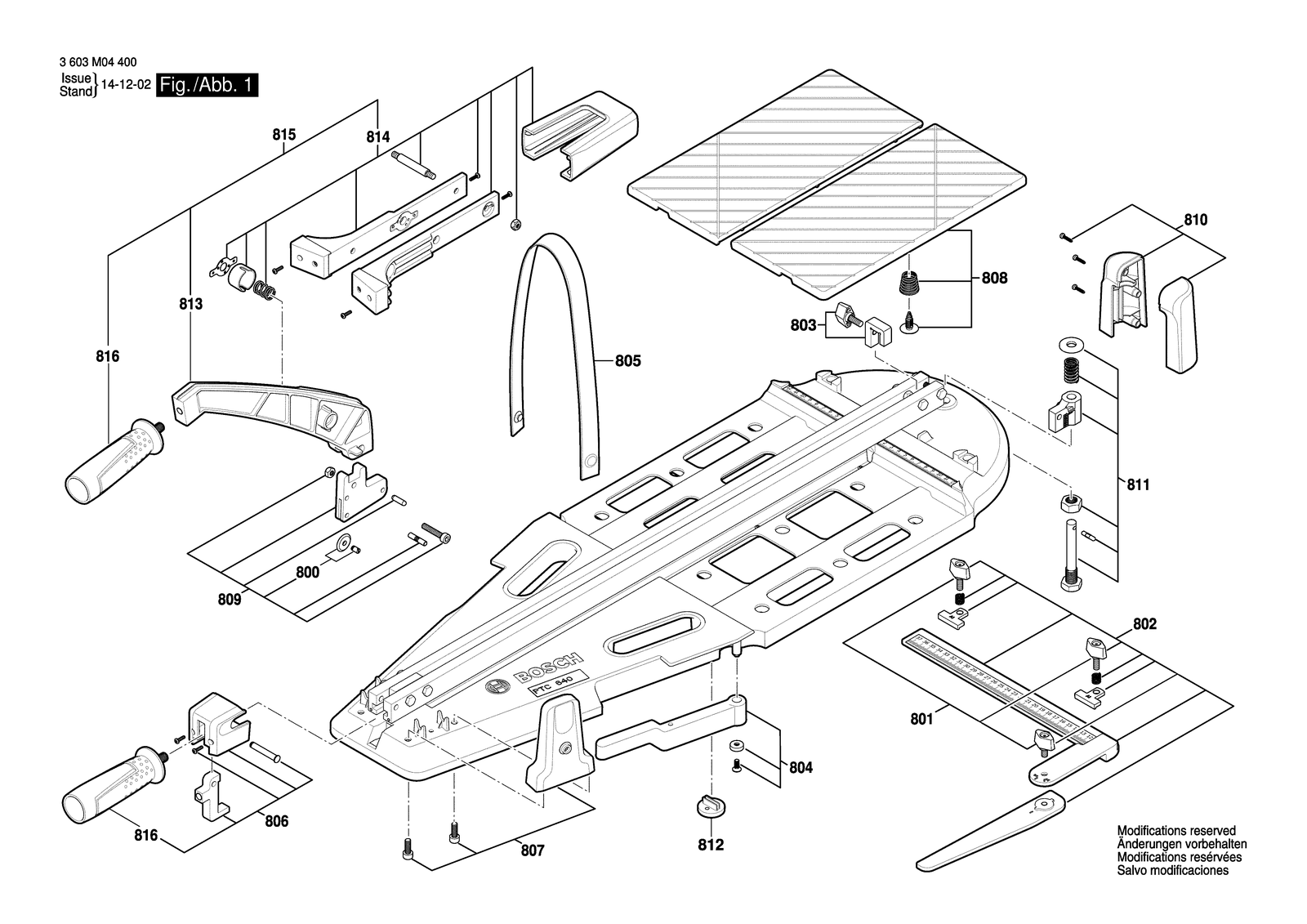 Bosch PTC 640 parts diagram, sheet 1
