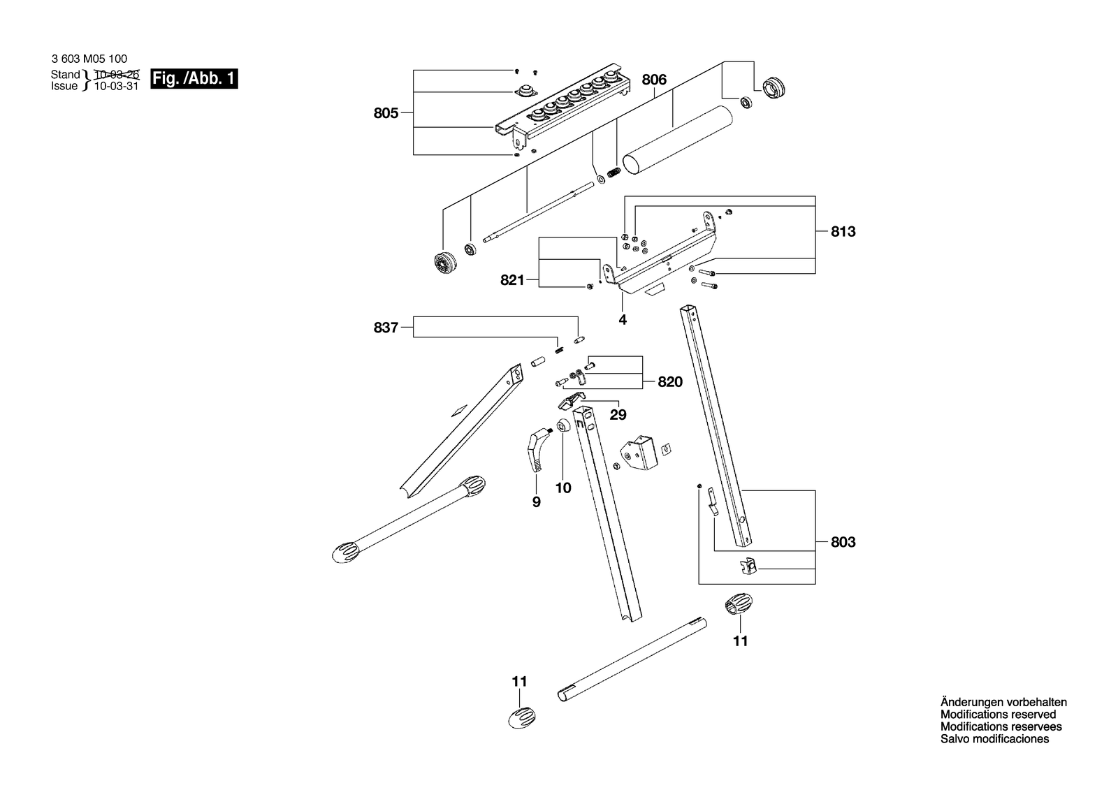 Bosch PTA 1000 parts diagram, sheet 1