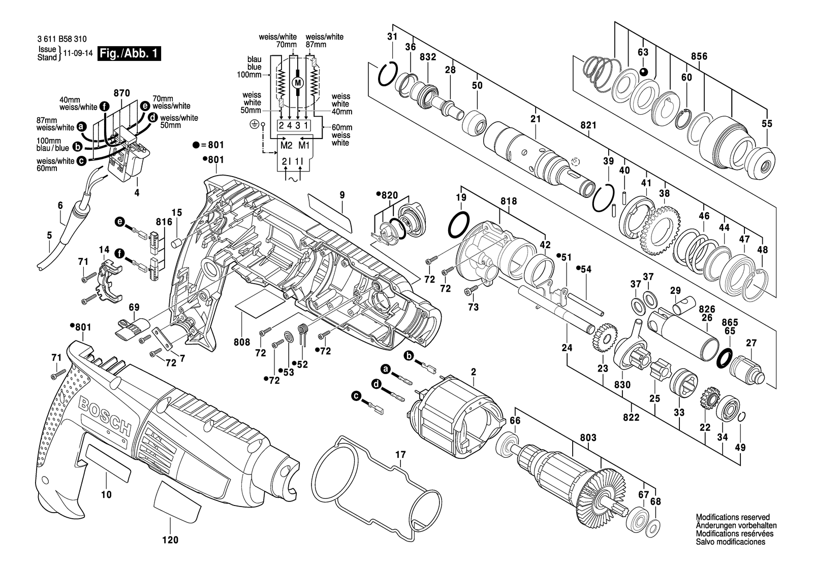 Bosch 11258 VSR parts diagram, sheet 1
