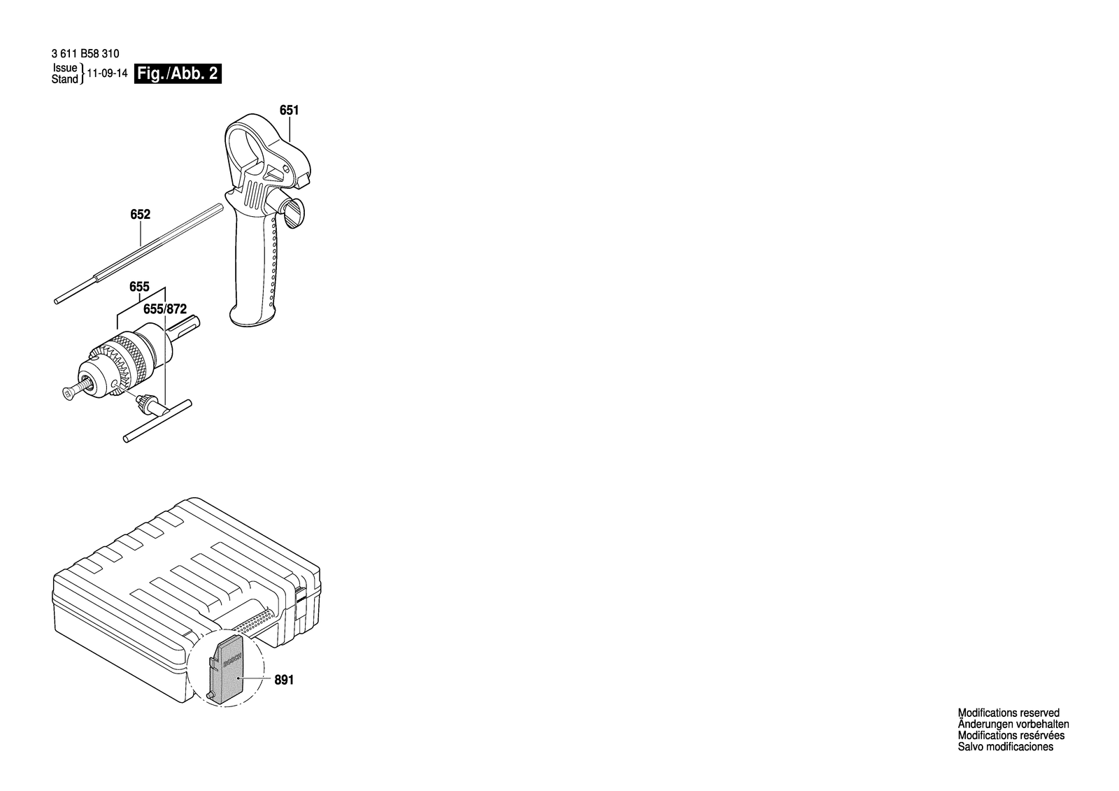 Bosch 11258 VSR parts diagram, sheet 2