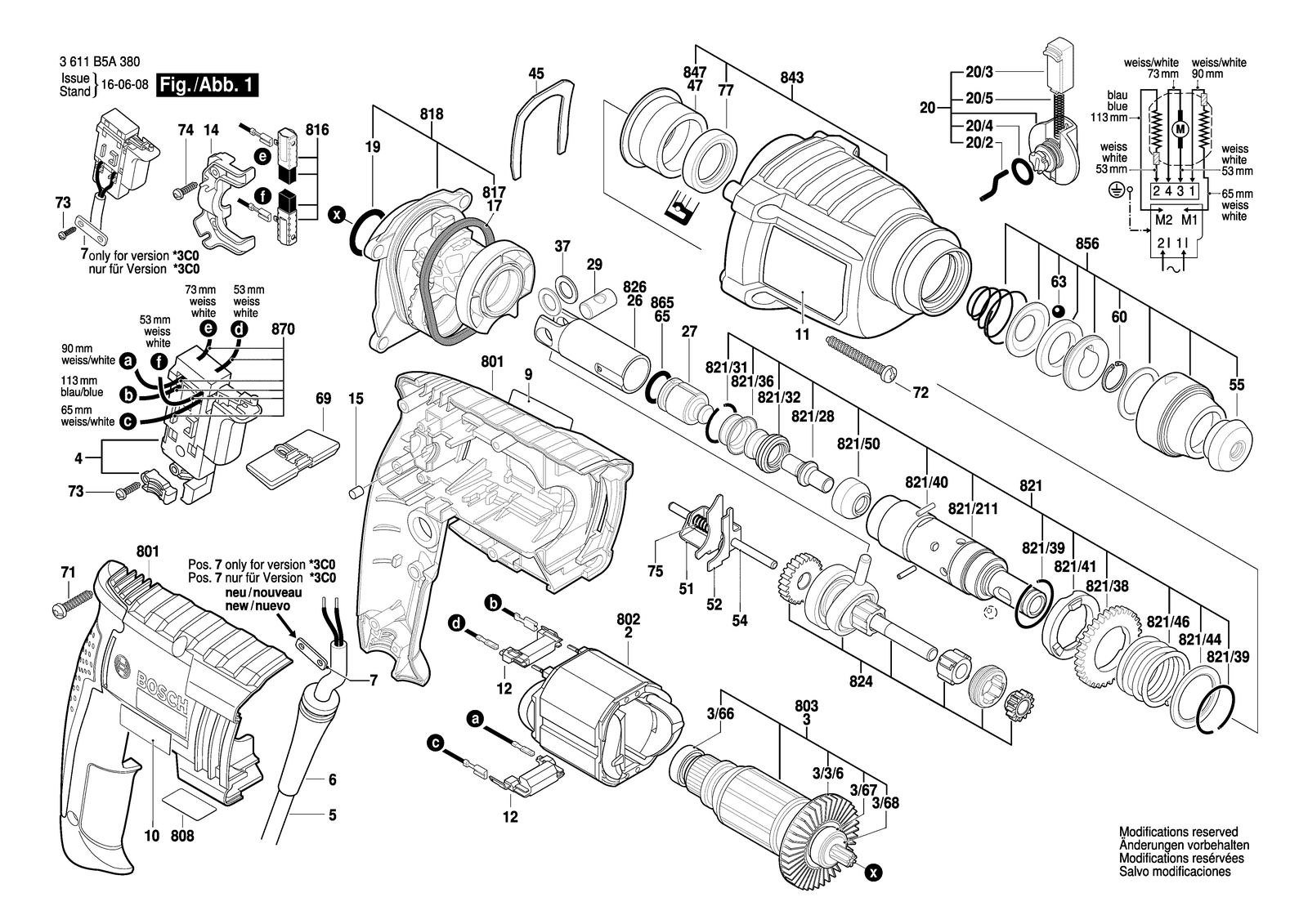 Bosch GBH 2-20 parts diagram, sheet 1