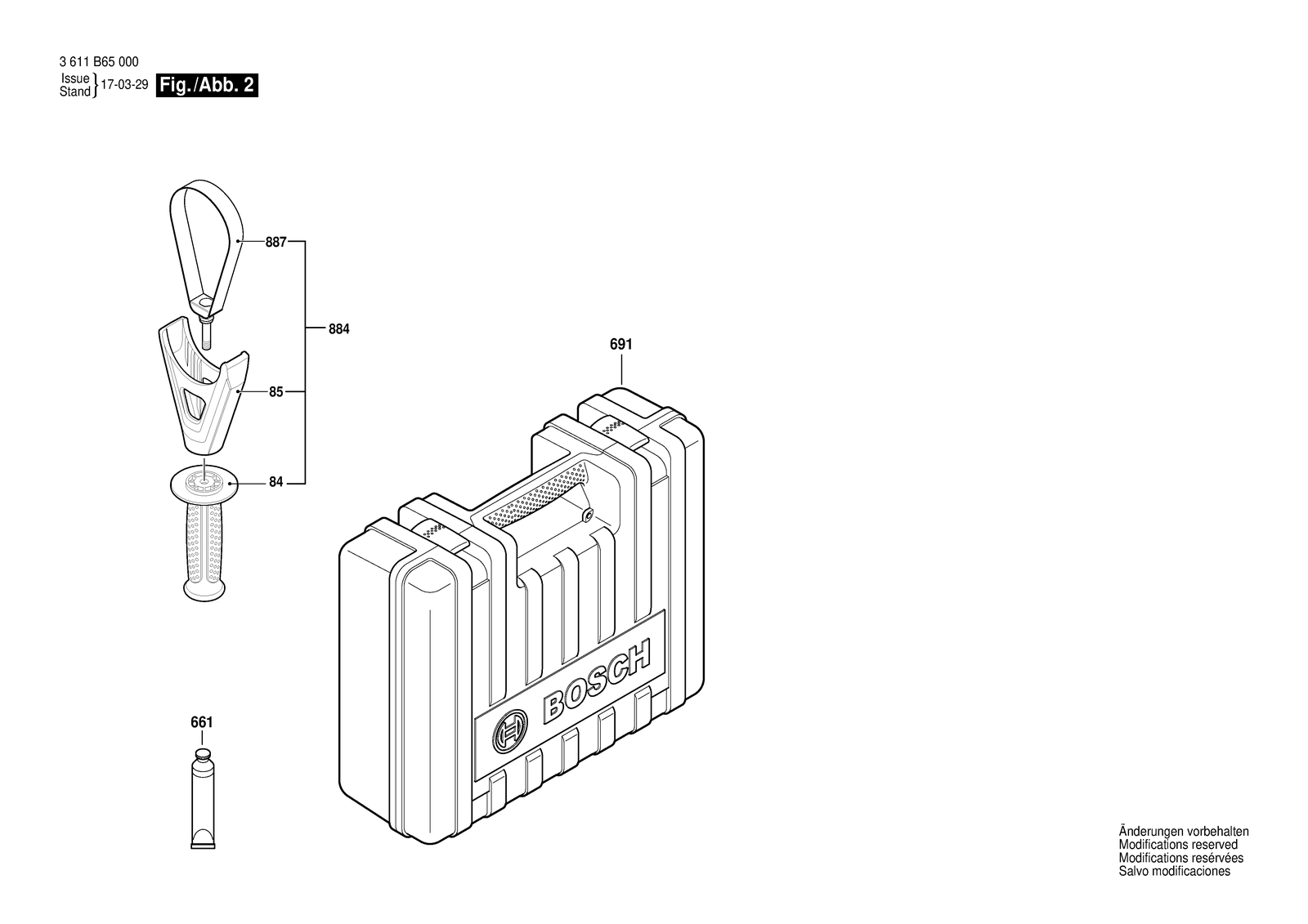 Bosch GBH 8-45 DV parts diagram, sheet 2