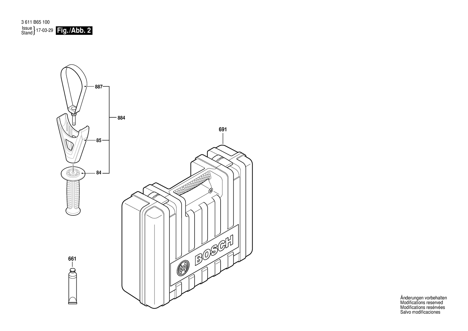 Bosch GBH 8 D parts diagram, sheet 2