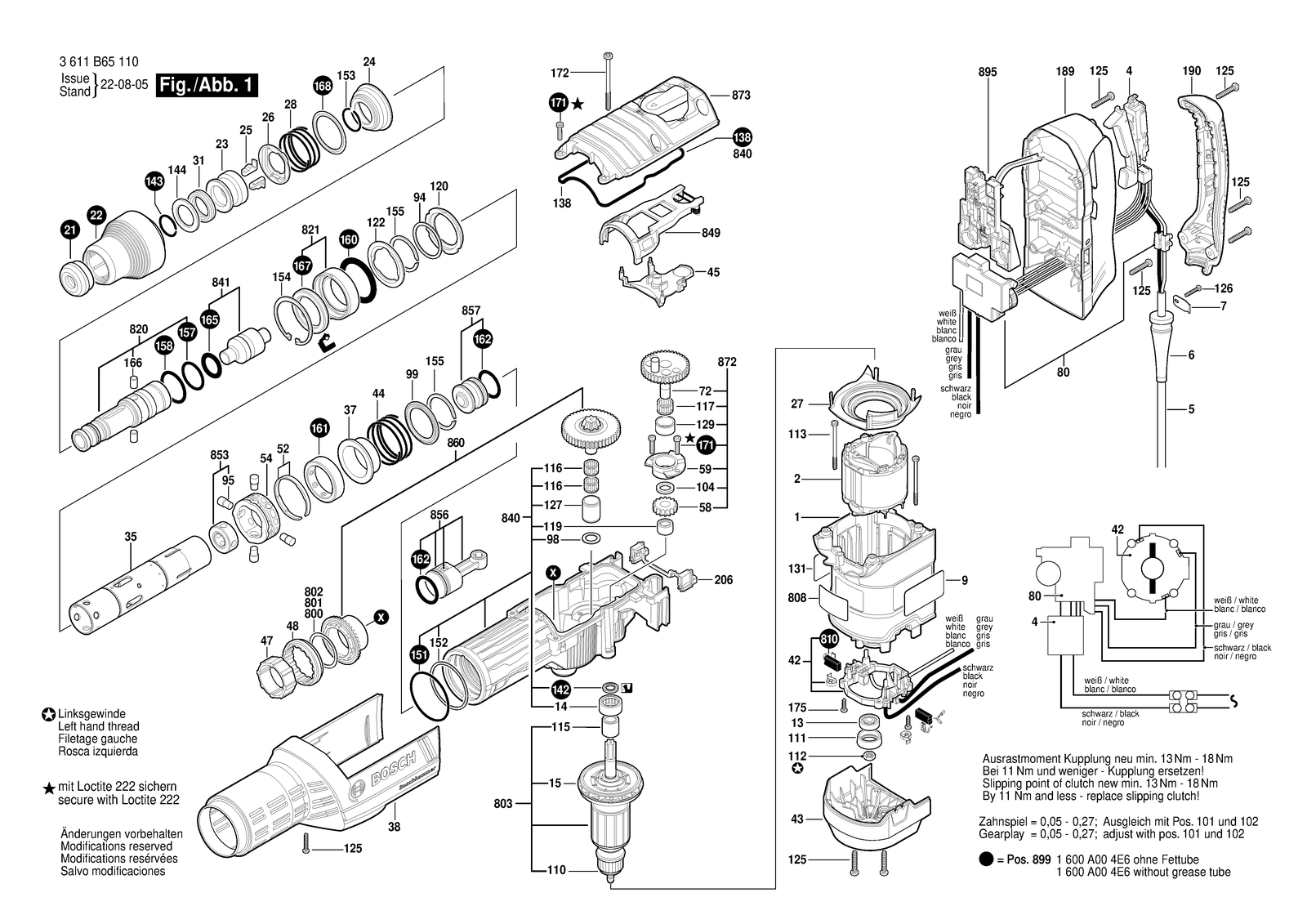 Bosch RH 745 parts diagram, sheet 1