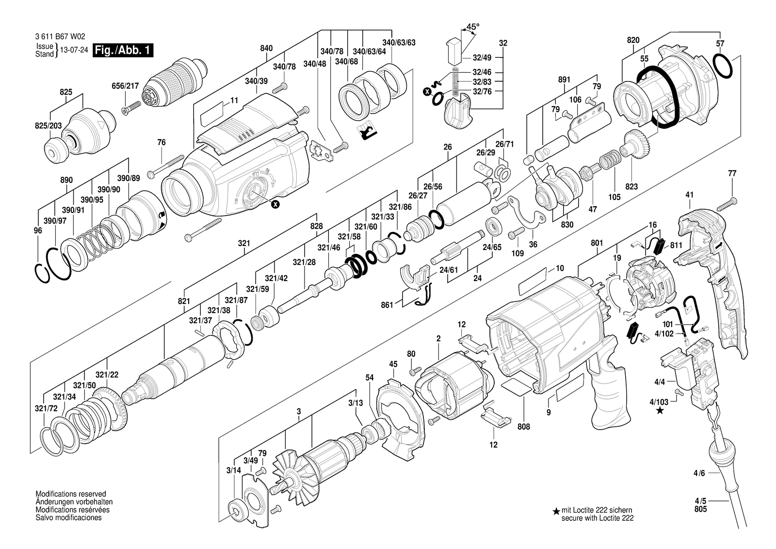 Bosch H 28-MLS parts diagram, sheet 1