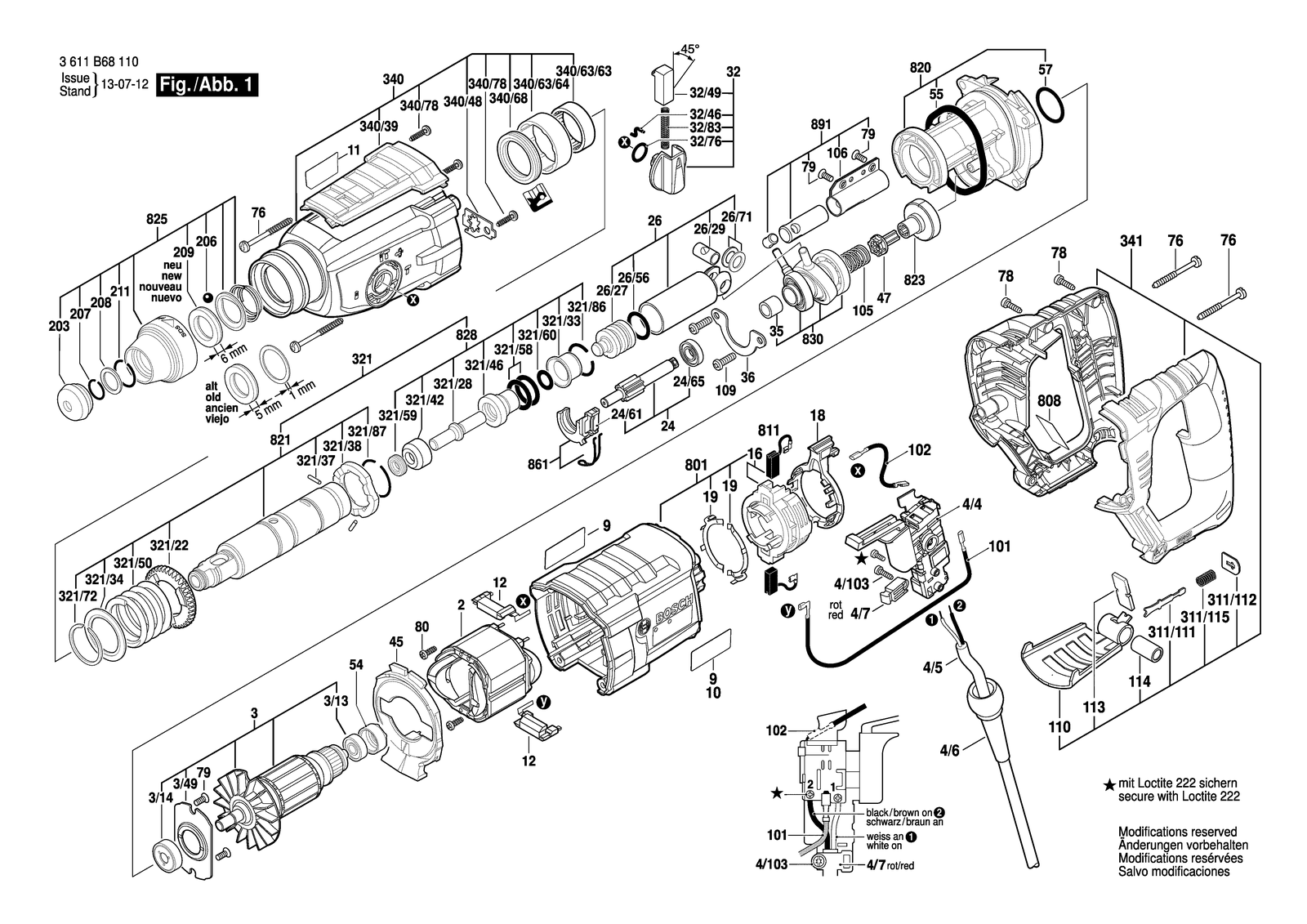 Bosch GBH 2-28 DBV parts diagram, sheet 1