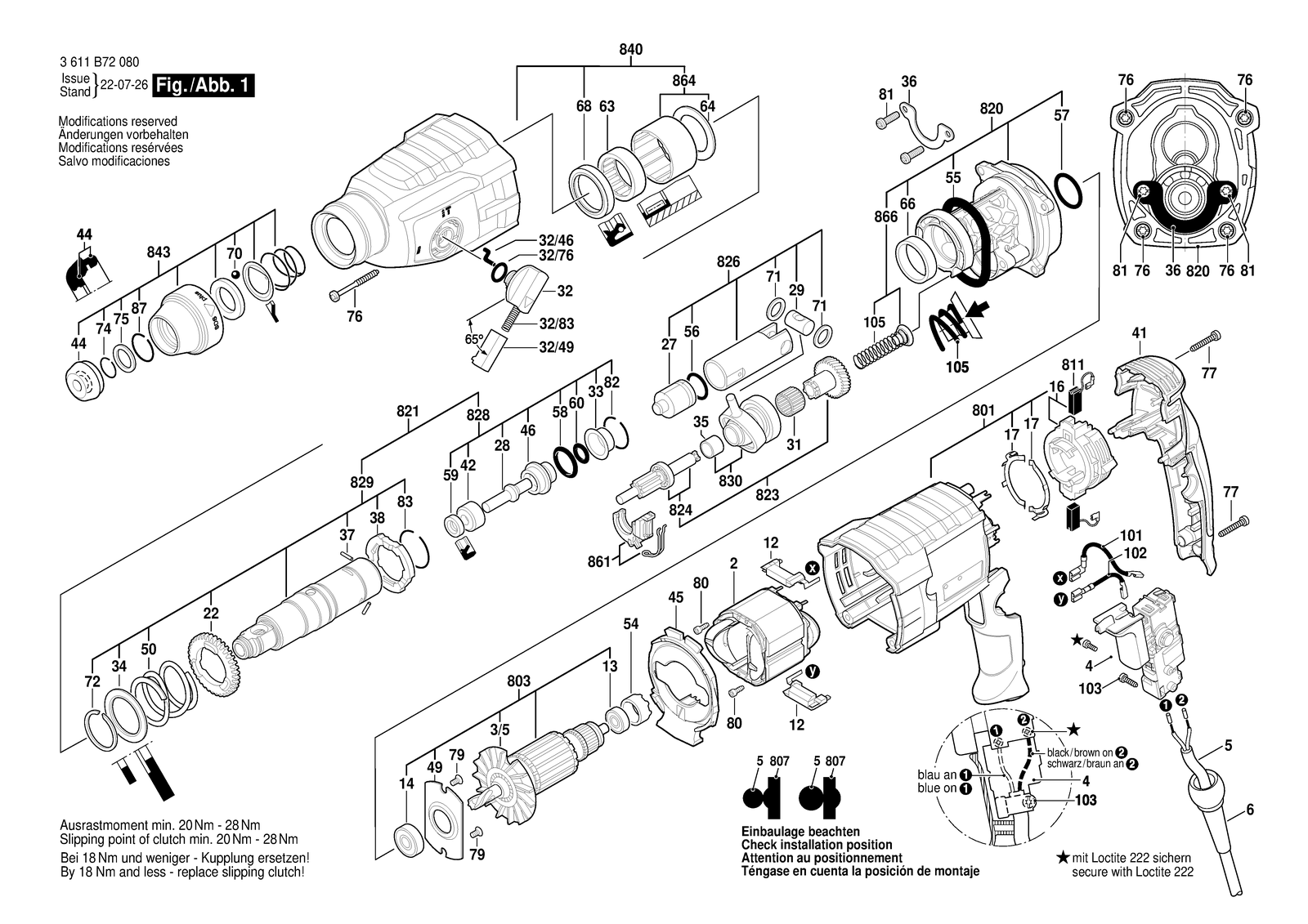 Bosch GBH 2-24 RE parts diagram, sheet 1