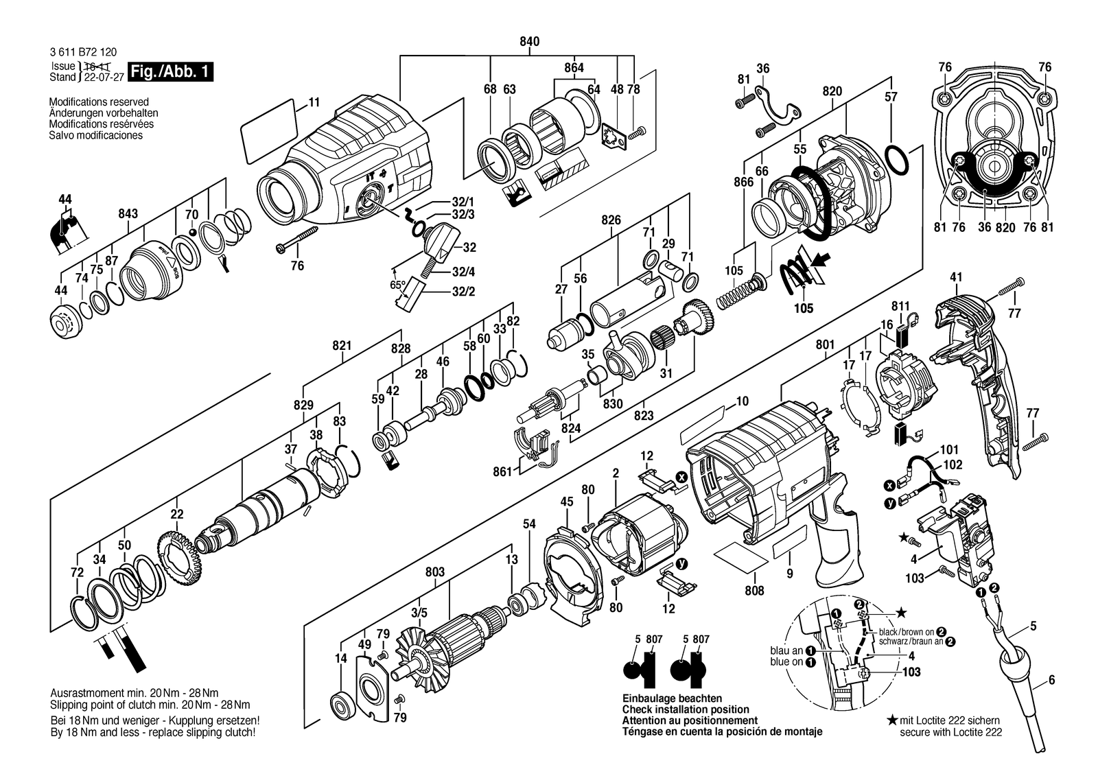 Bosch GBH 240 parts diagram, sheet 1