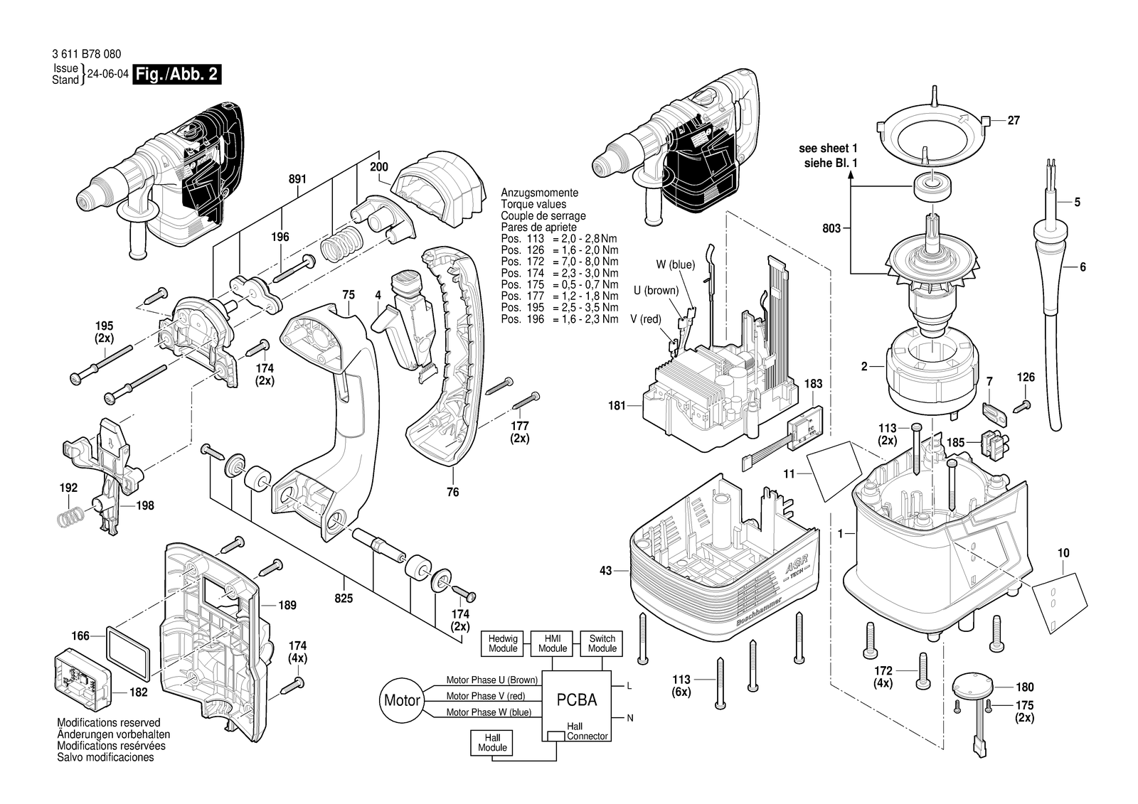 Bosch GBH 6-42 C parts diagram, sheet 2