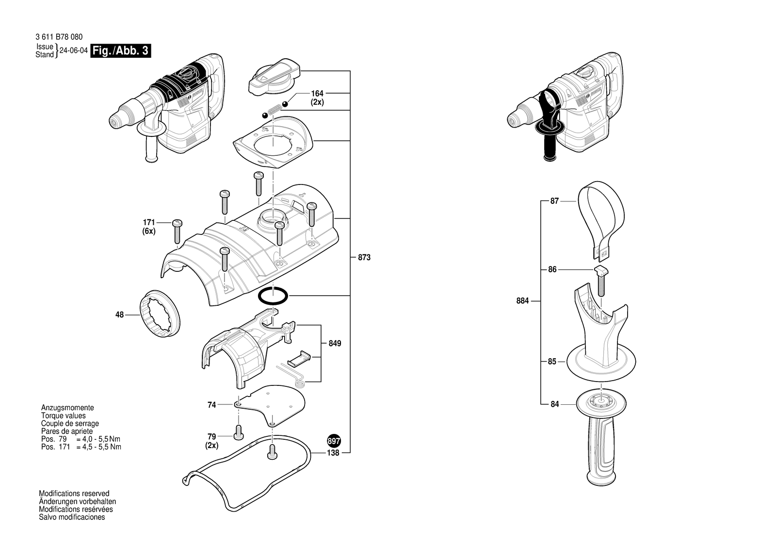Bosch GBH 6-42 C parts diagram, sheet 3