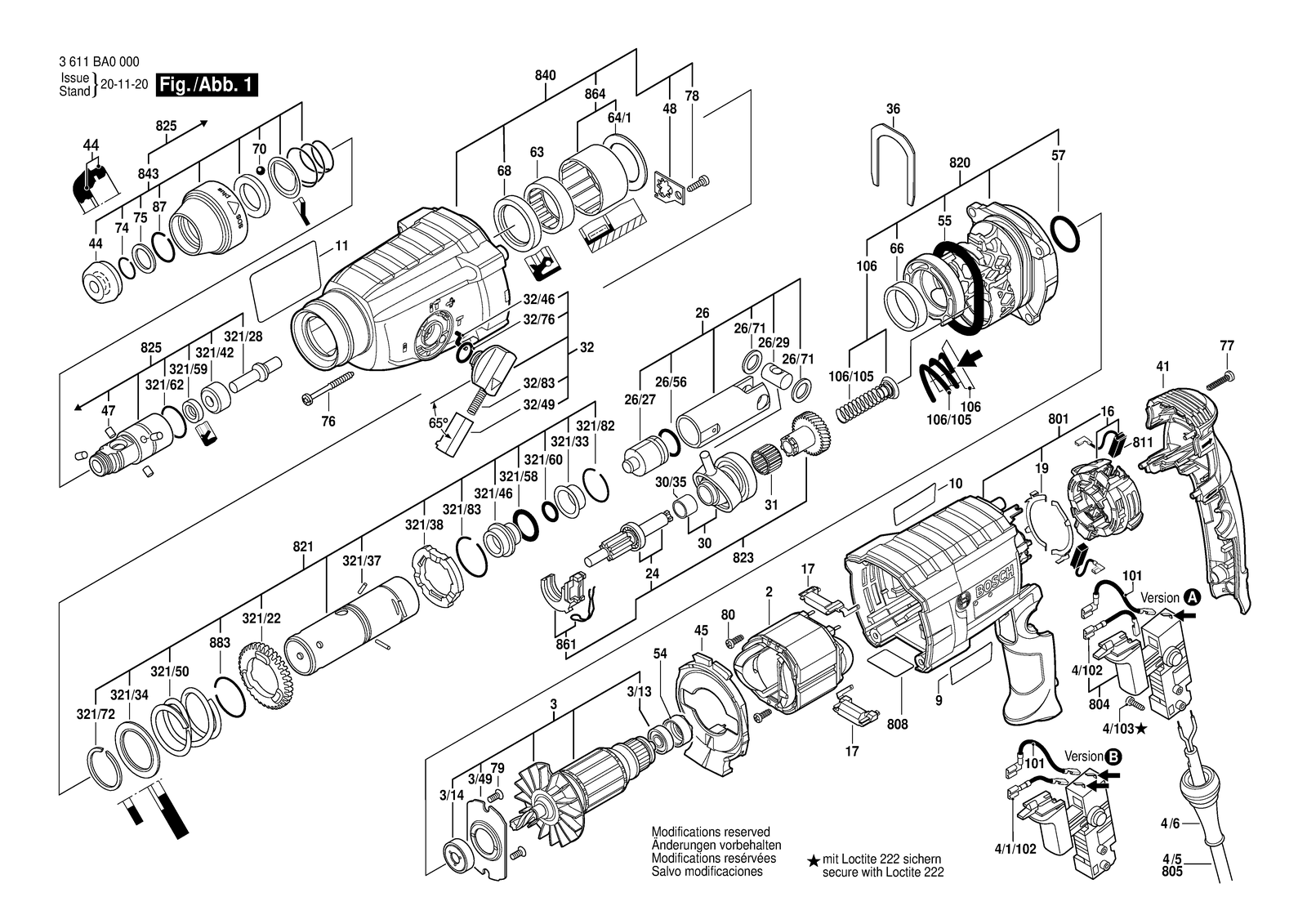 Bosch GBH 2-24 D parts diagram, sheet 1