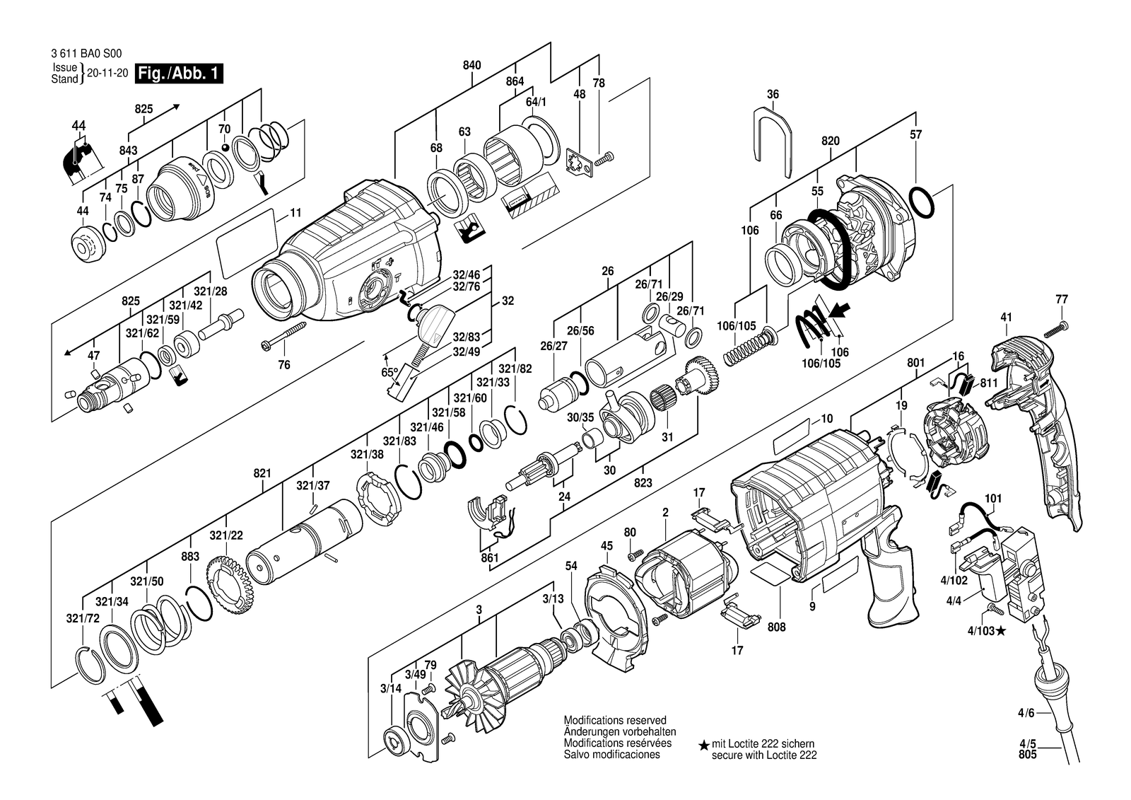 Bosch 321 parts diagram, sheet 1