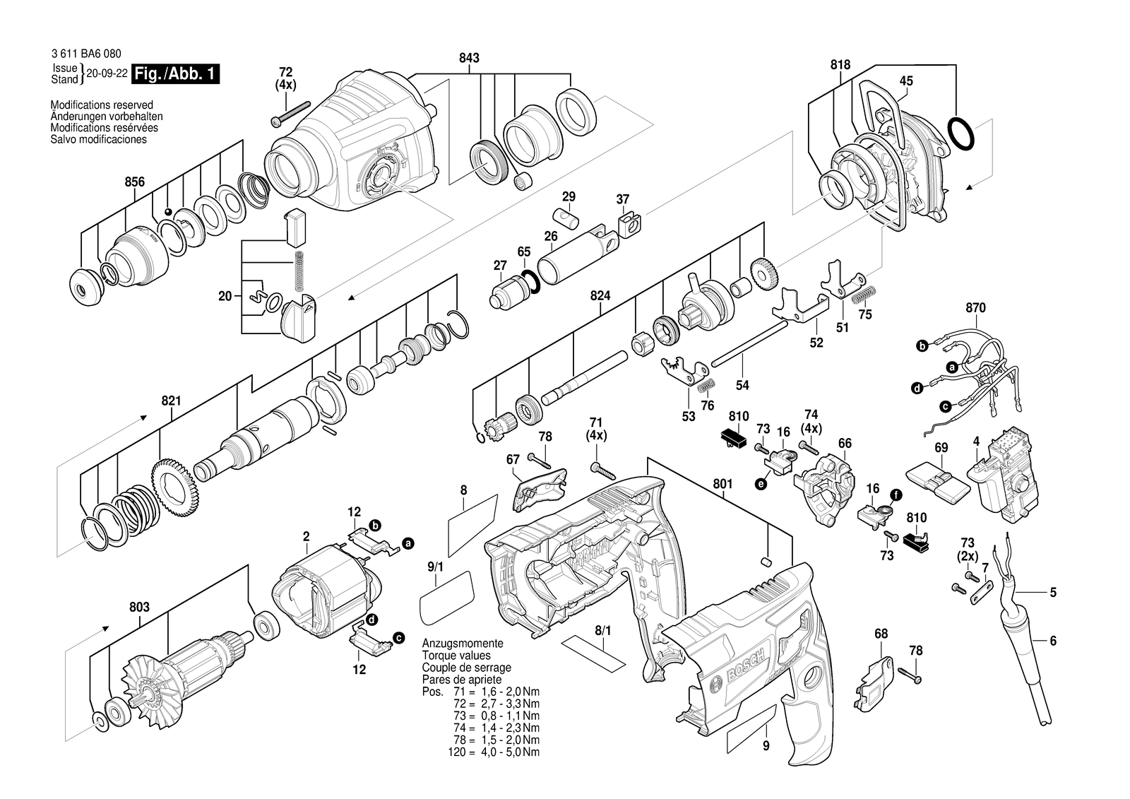 Bosch GBH 2-21 parts diagram, sheet 1
