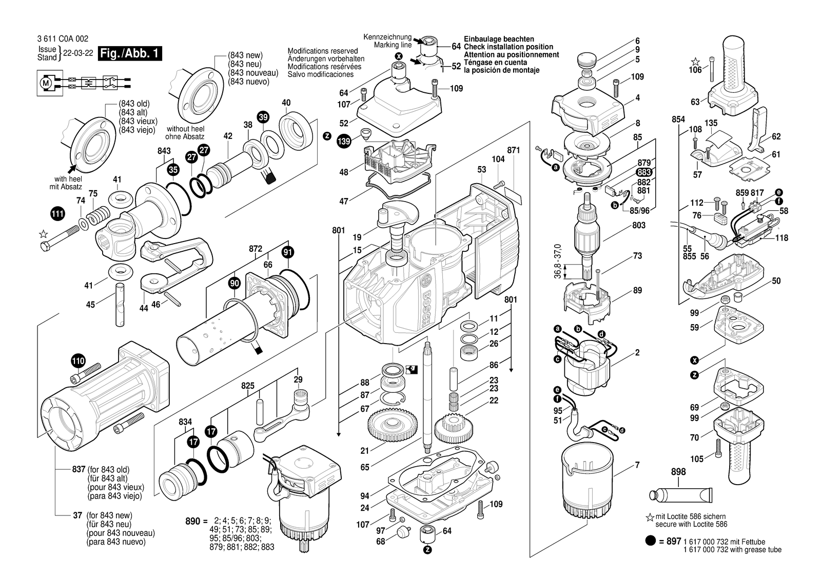 Bosch GSH 27 VC parts diagram, sheet 1