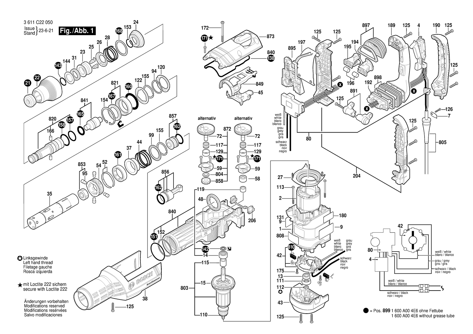 Bosch GSH 7 VC parts diagram, sheet 1