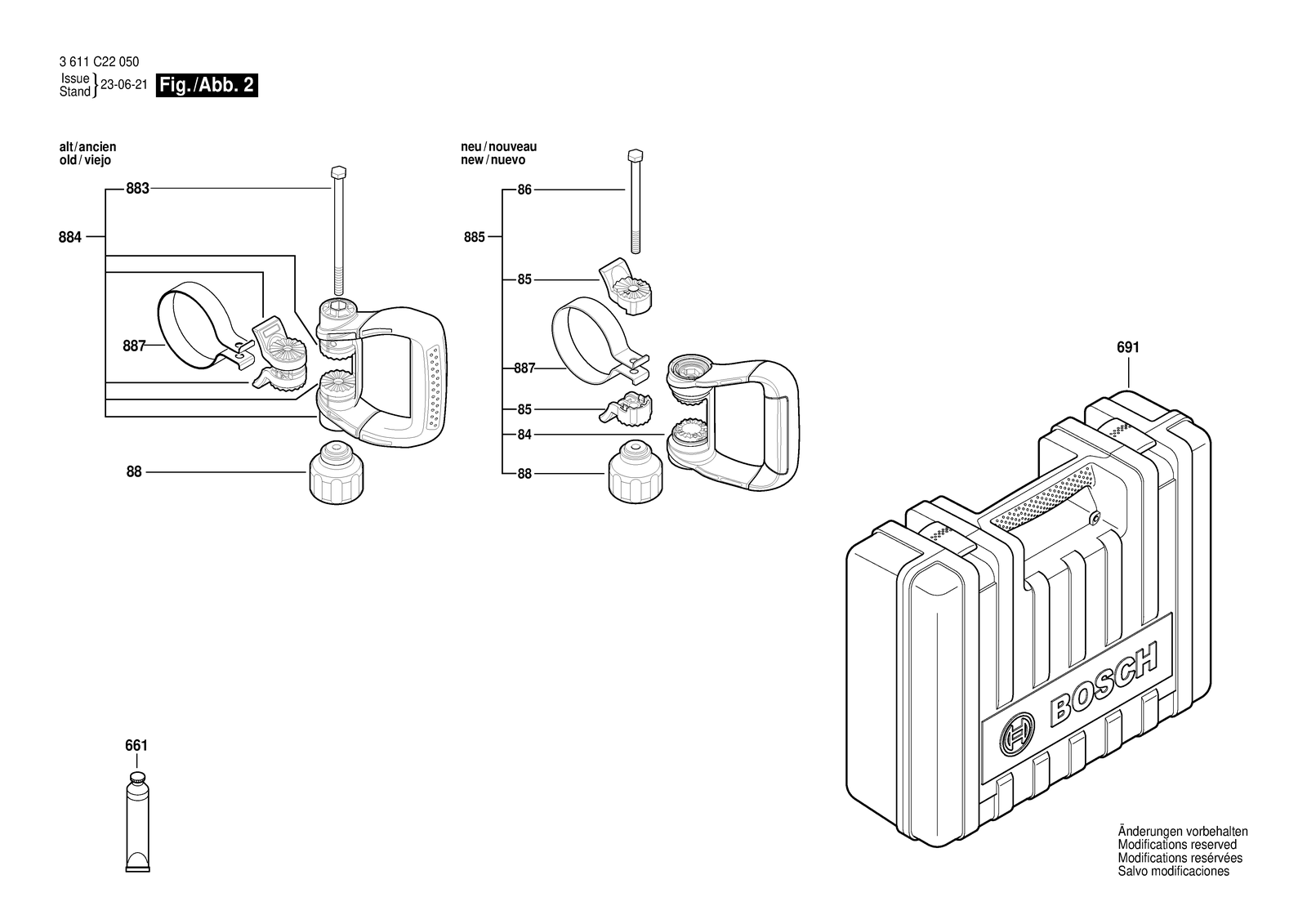 Bosch GSH 7 VC parts diagram, sheet 2
