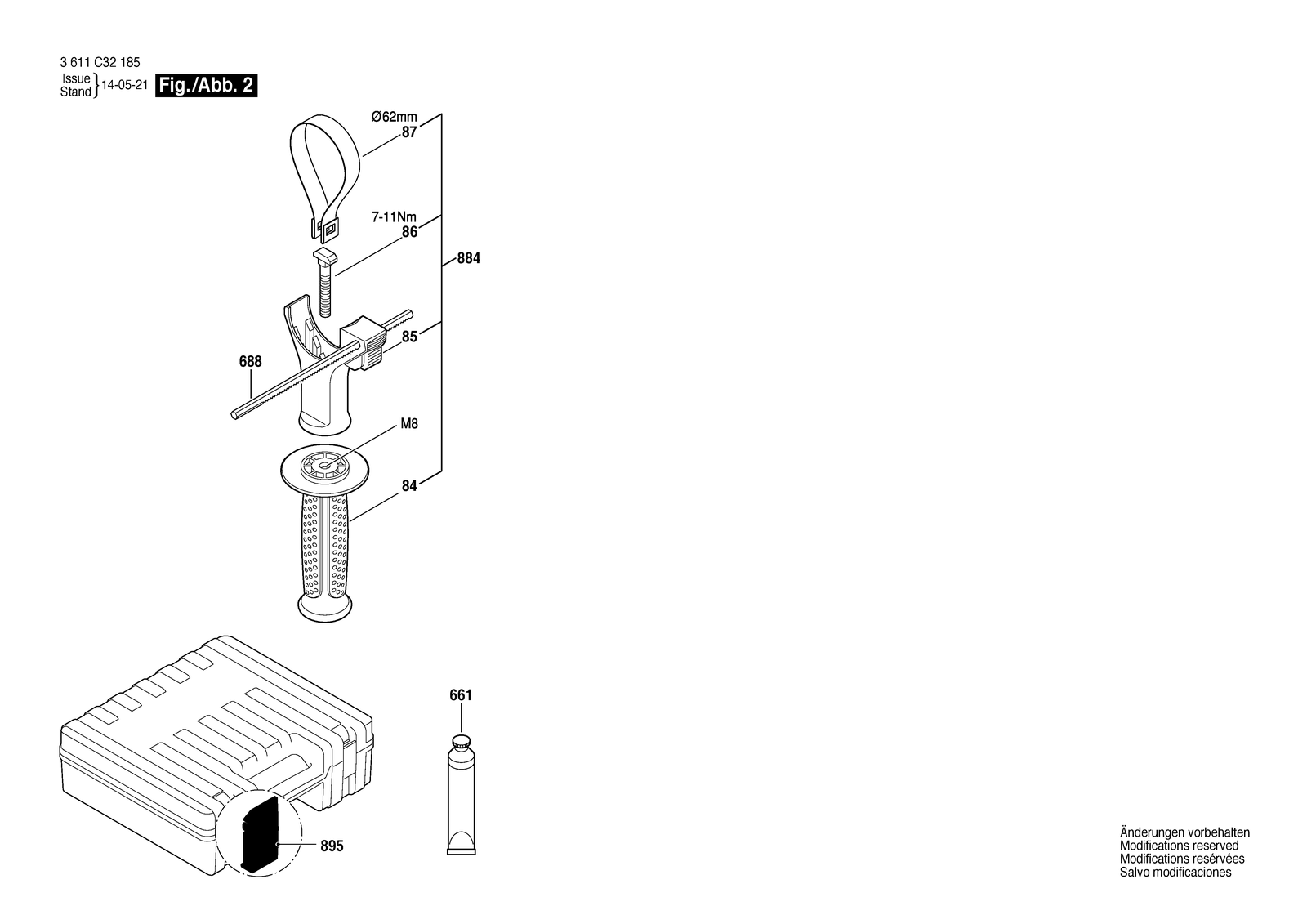 Bosch GBH 4 DFR parts diagram, sheet 2