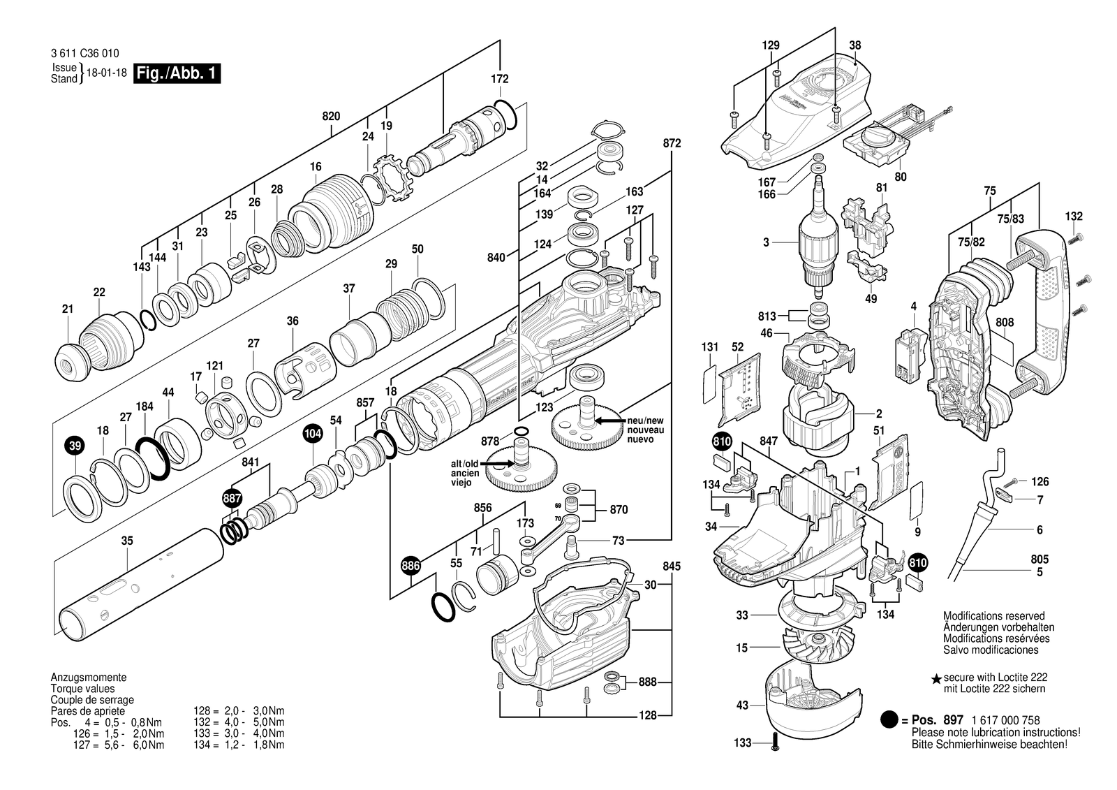 Bosch DH1020VC parts diagram, sheet 1
