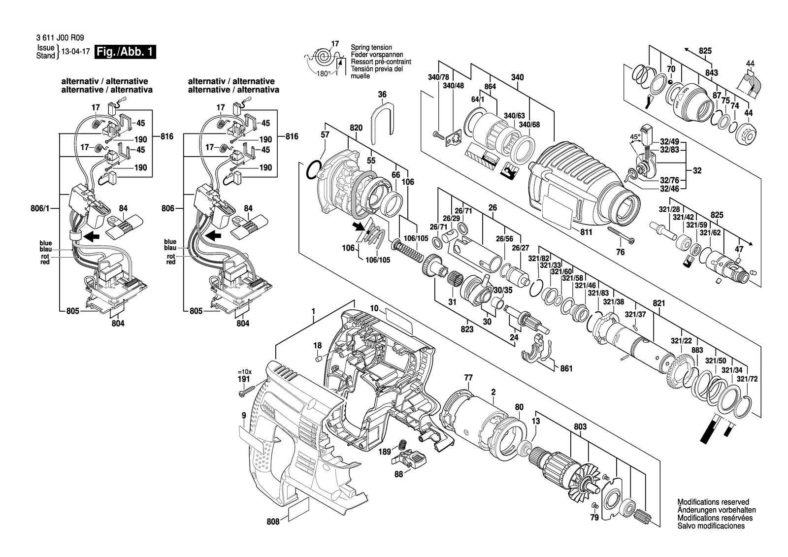 Bosch A-BH 36 V-LI parts diagram, sheet 1