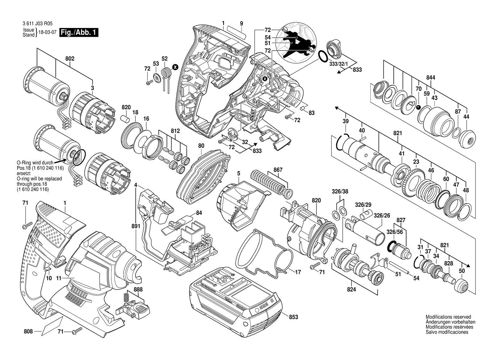 Bosch A-KBH 36 V-LI parts diagram, sheet 1