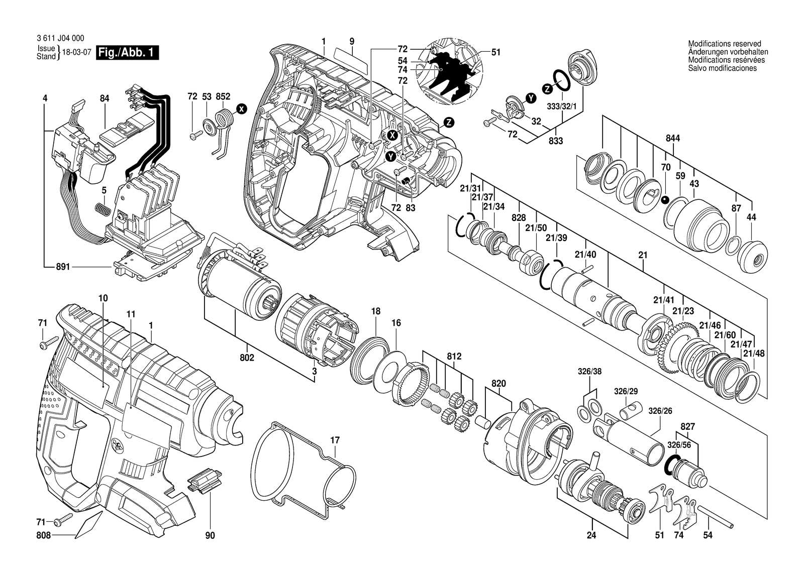 Bosch GBH 18 V-EC parts diagram, sheet 1