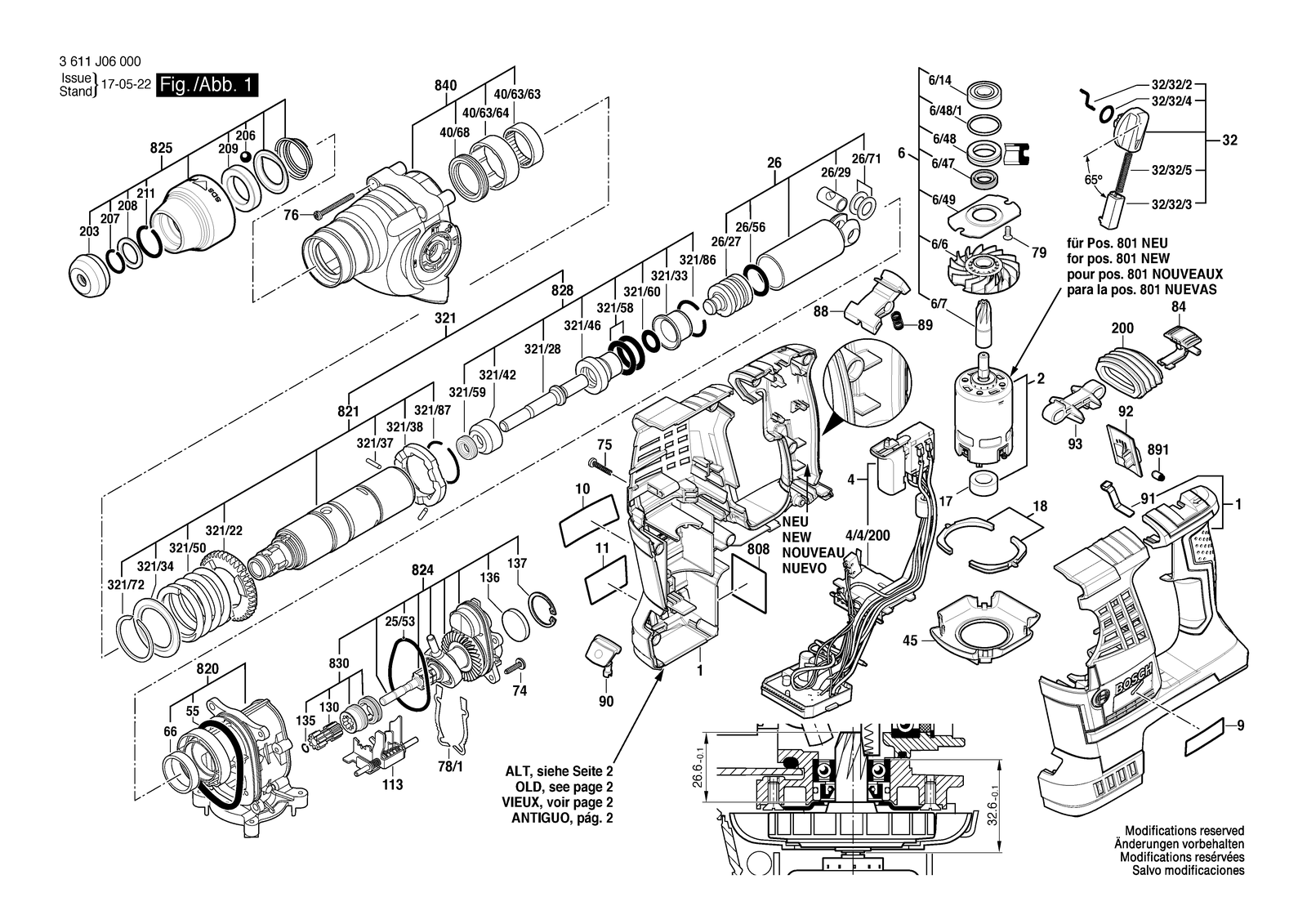 Bosch RH328 VC-36 parts diagram, sheet 1