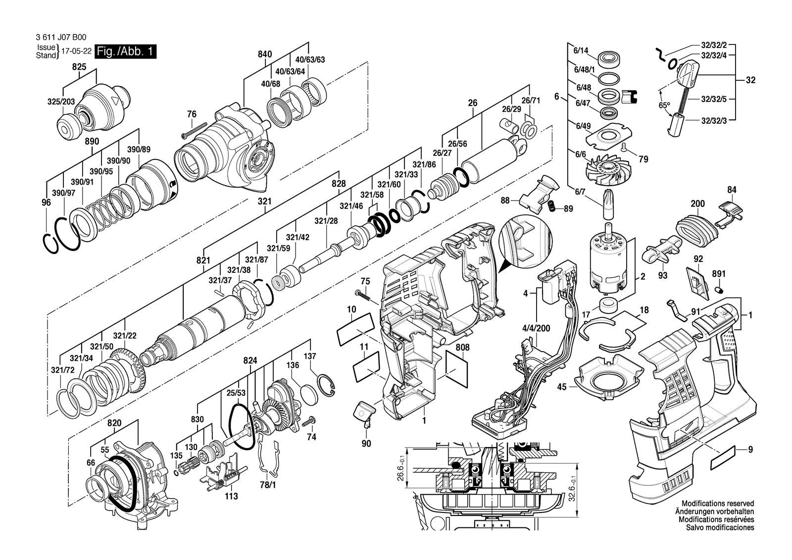 Bosch BACHD-1 36 V parts diagram, sheet 1