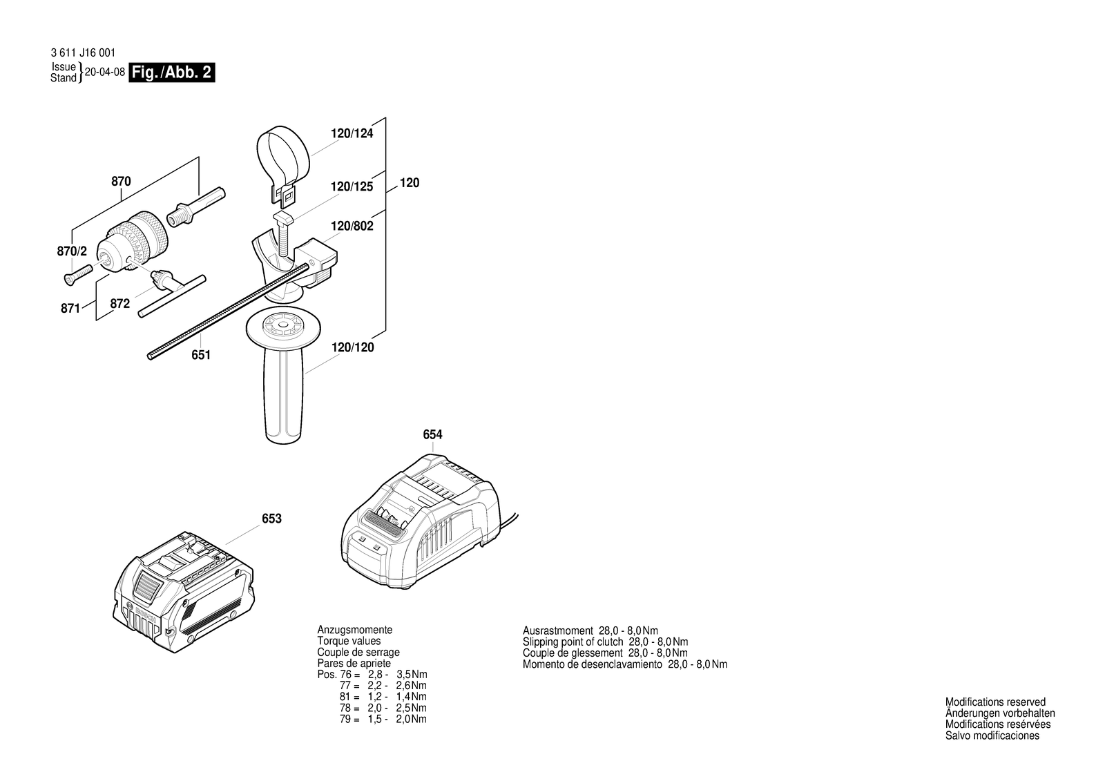 Bosch GBH 18V-26 D parts diagram, sheet 2