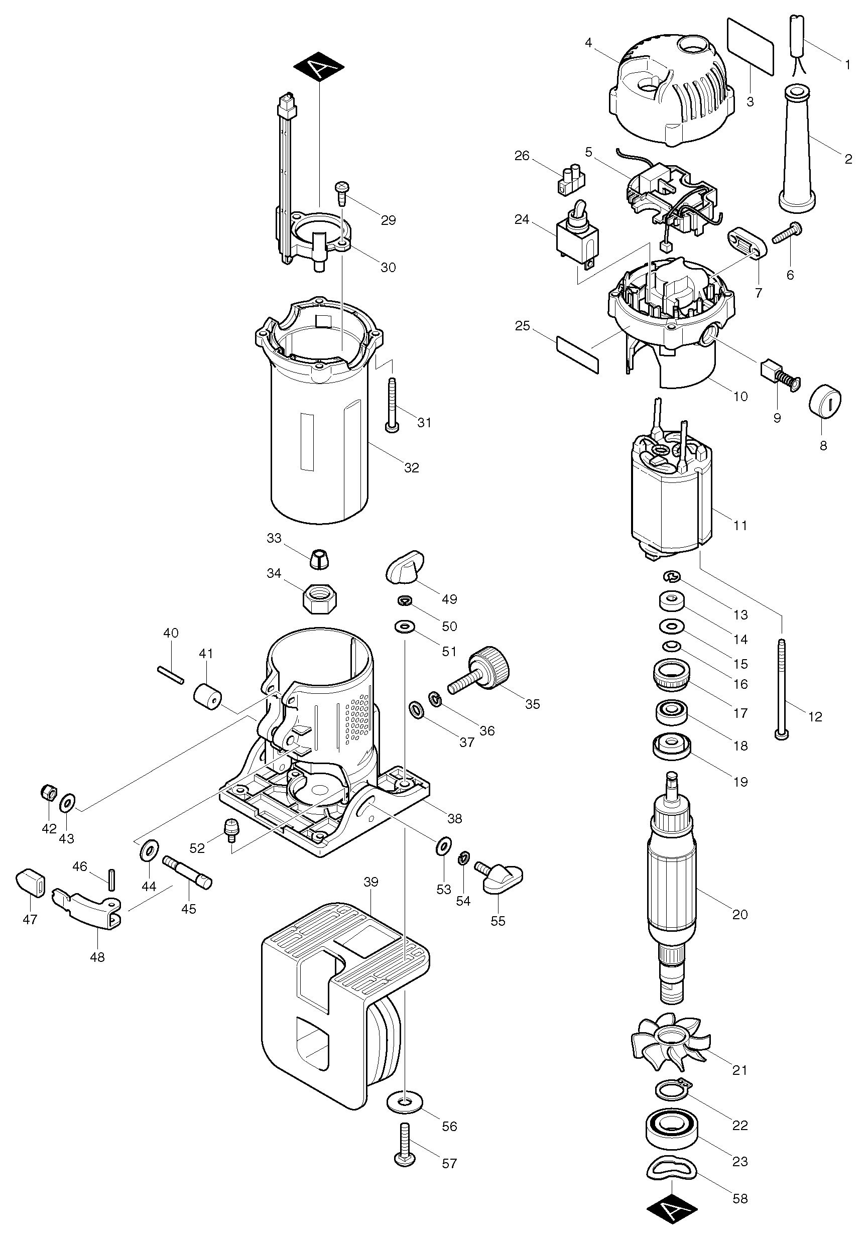 Makita 3708FC parts diagram, sheet 1