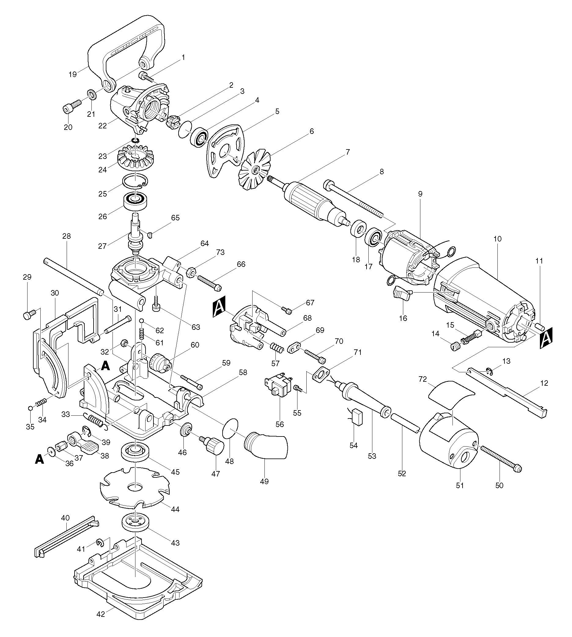 Makita 3901 parts diagram, sheet 1