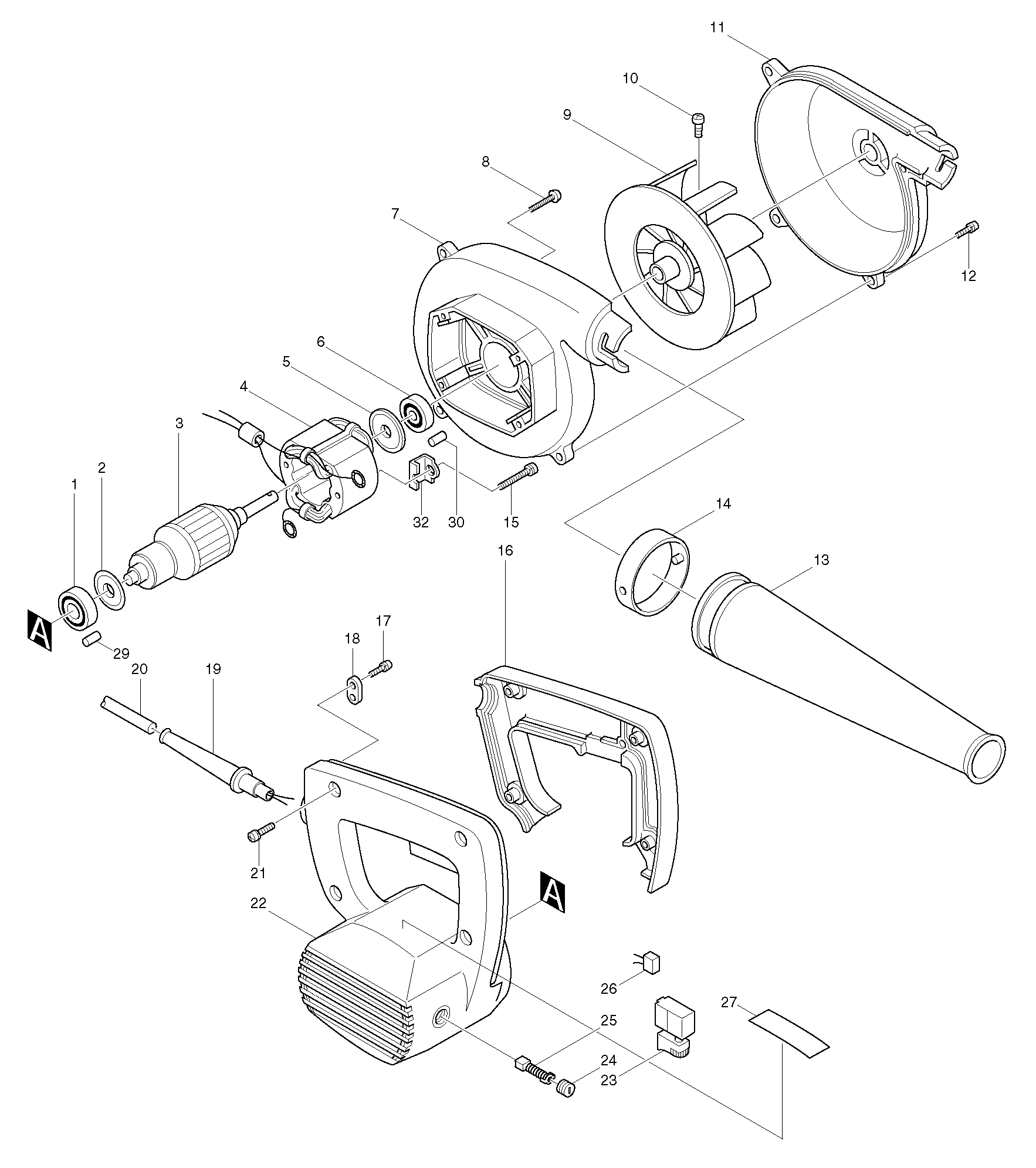 Makita 4014NV parts diagram, sheet 1