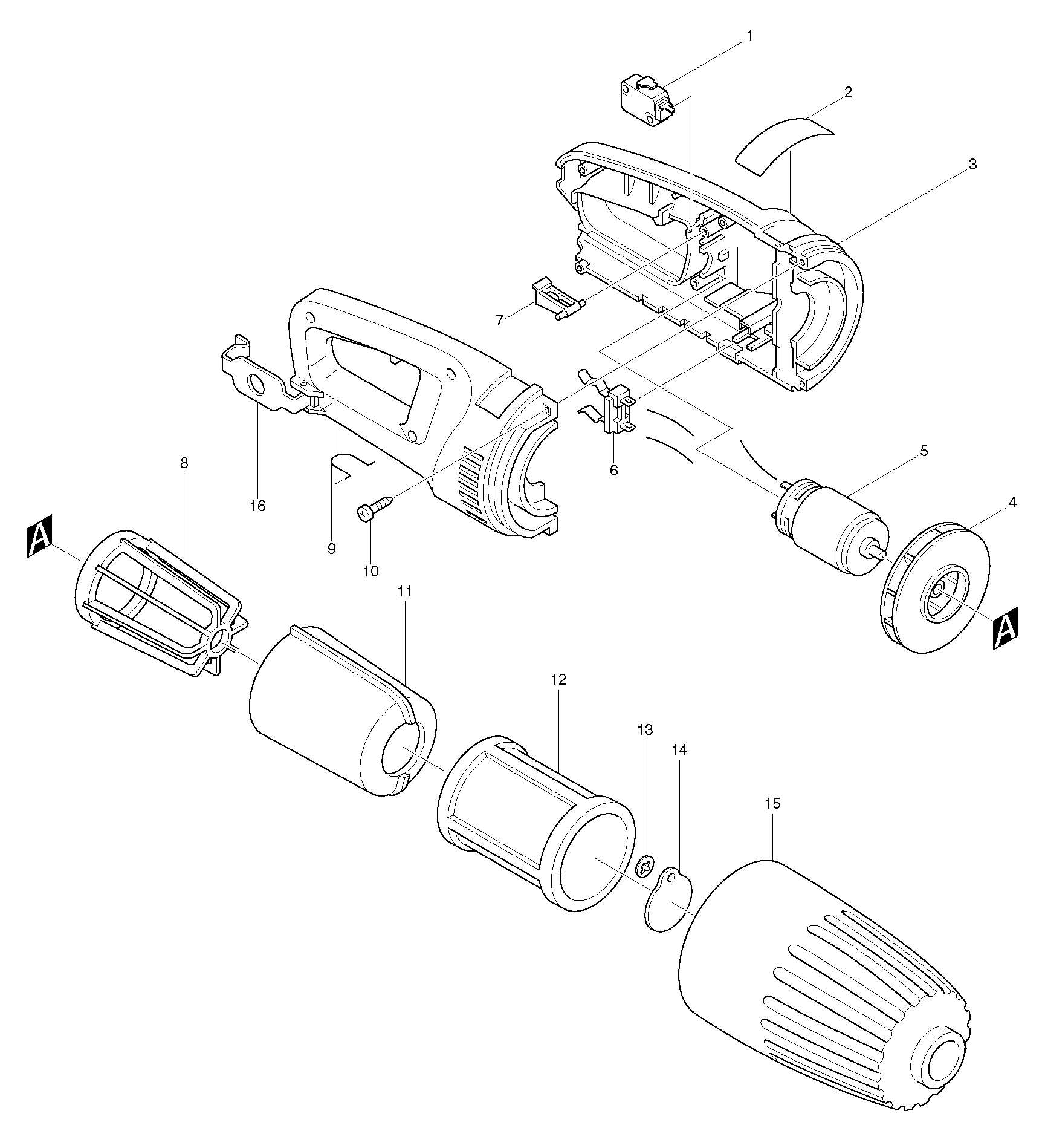 Makita 4071D parts diagram, sheet 1