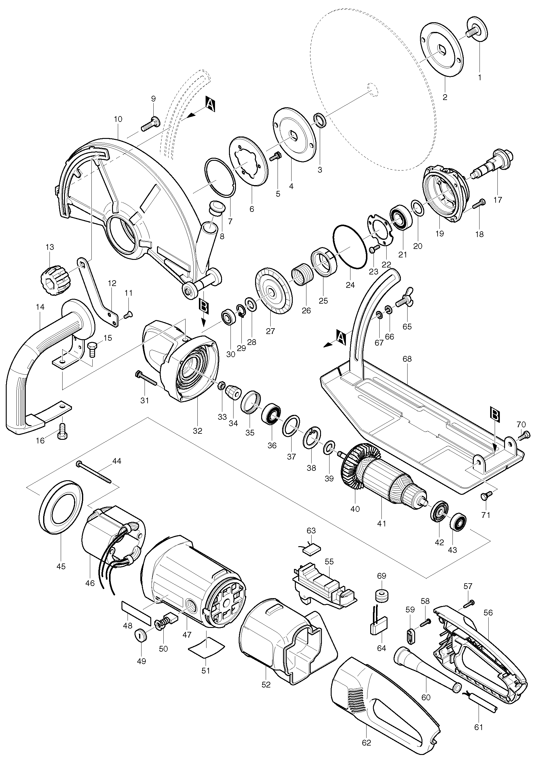 Makita 4112HS parts diagram, sheet 1