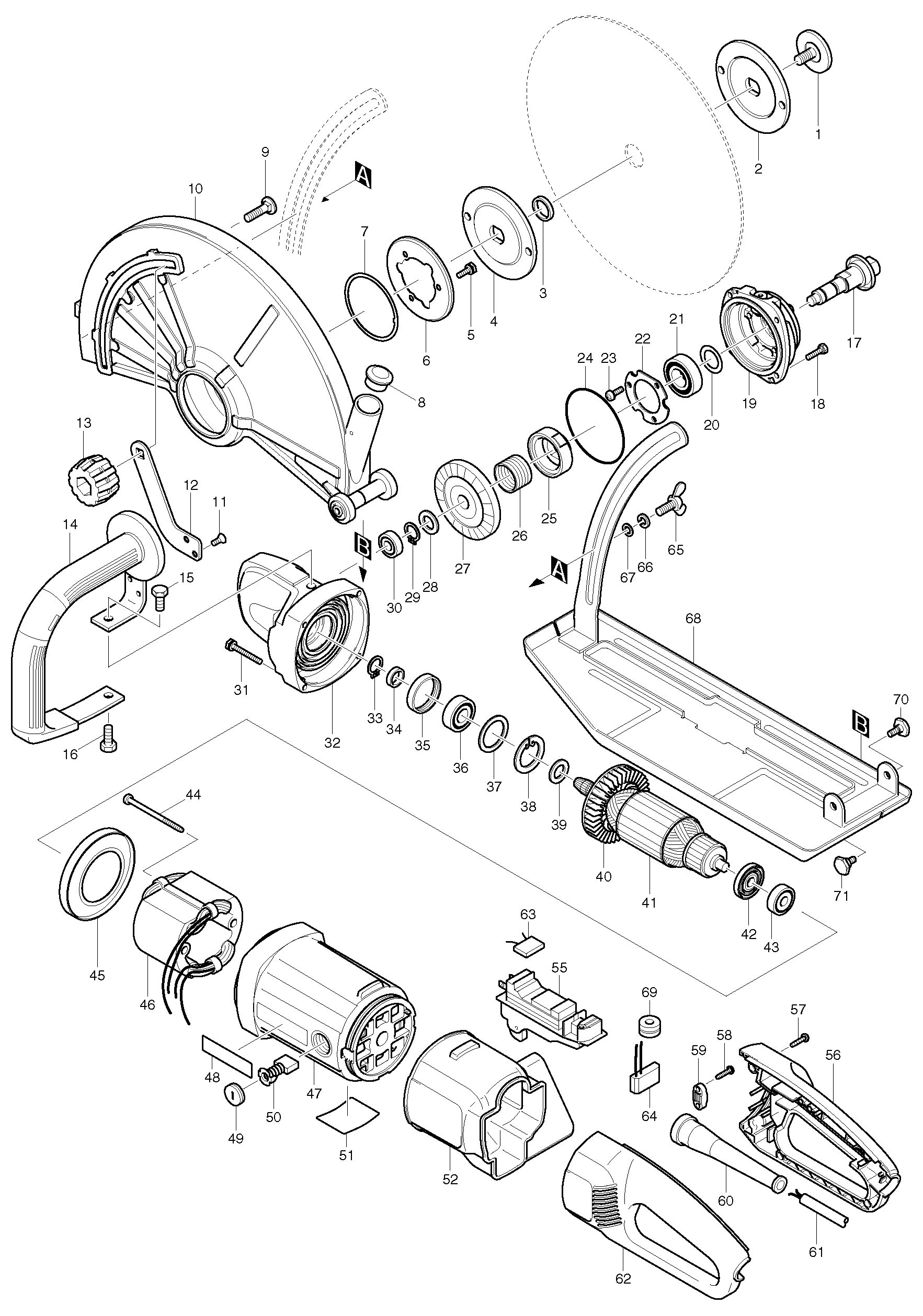 Makita 4114S parts diagram, sheet 1