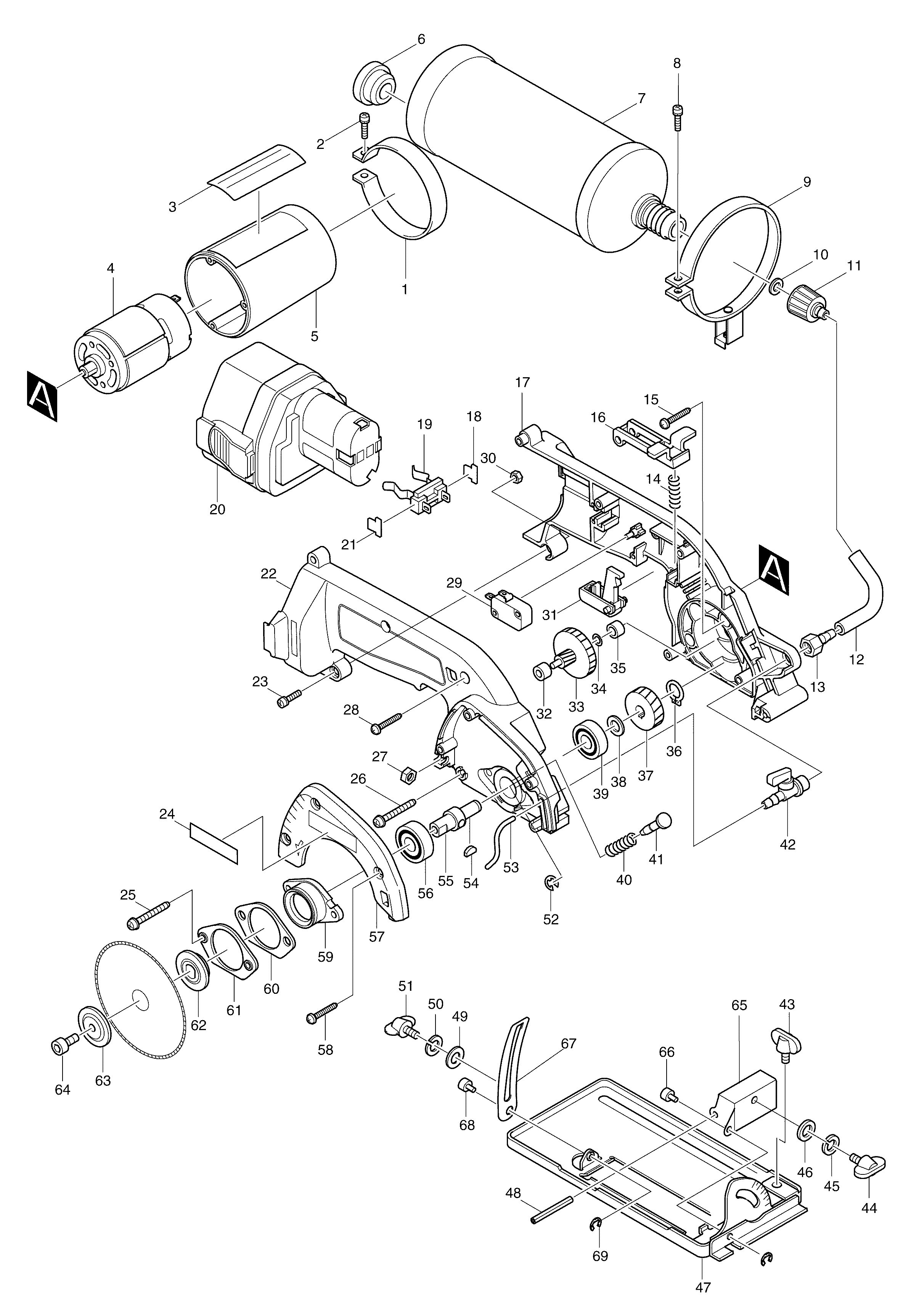 Makita 4191D parts diagram, sheet 1