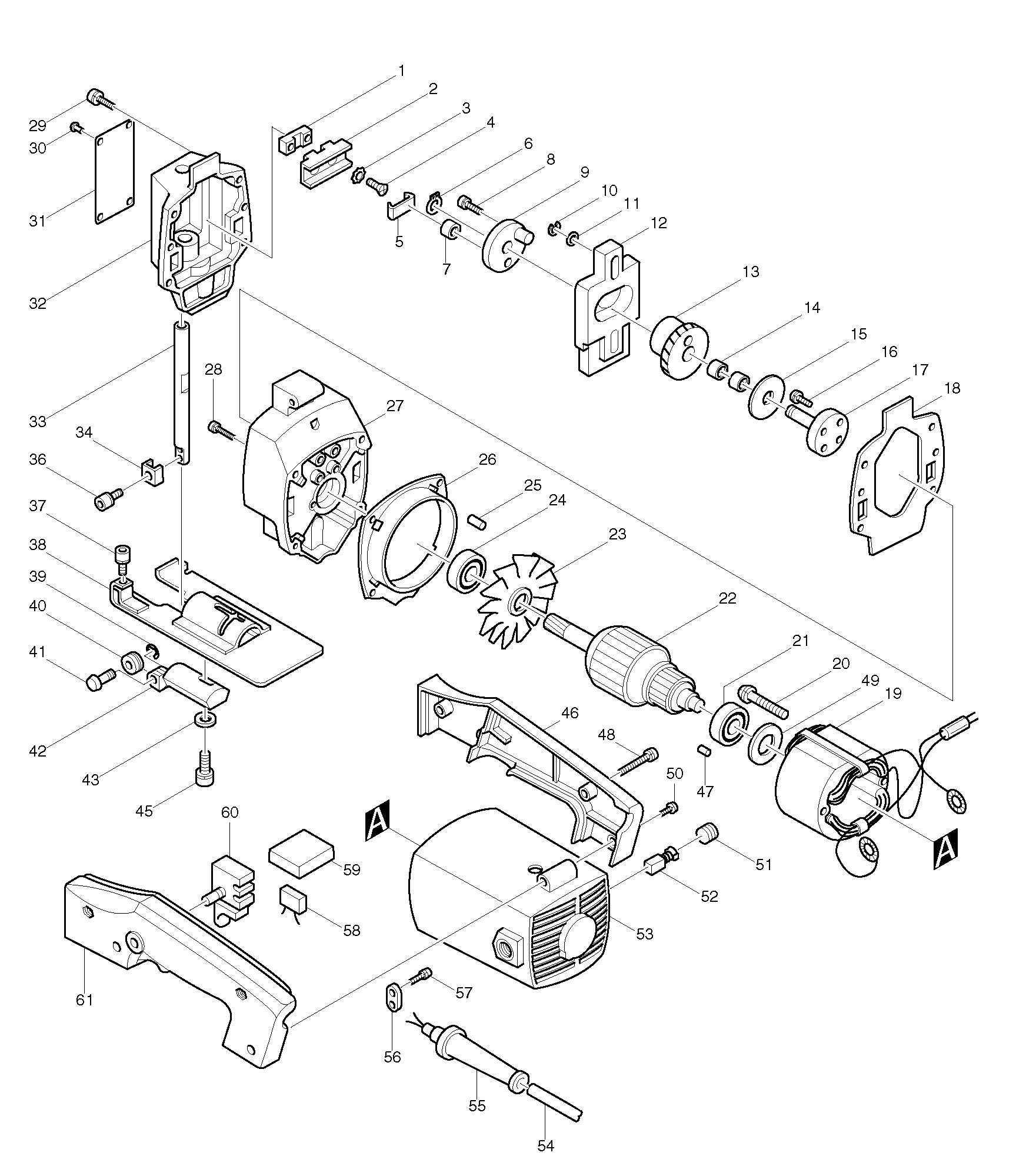 Makita 4300BV parts diagram, sheet 1