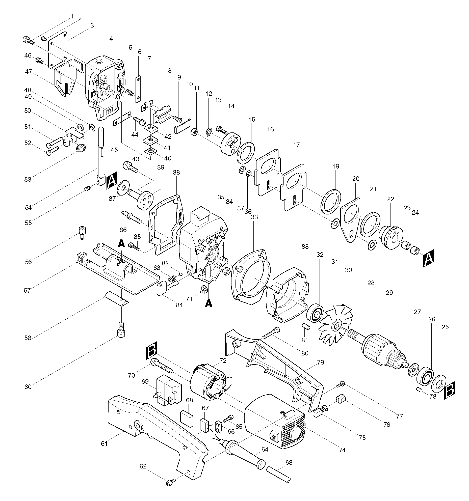 Makita 4301BV parts diagram, sheet 1