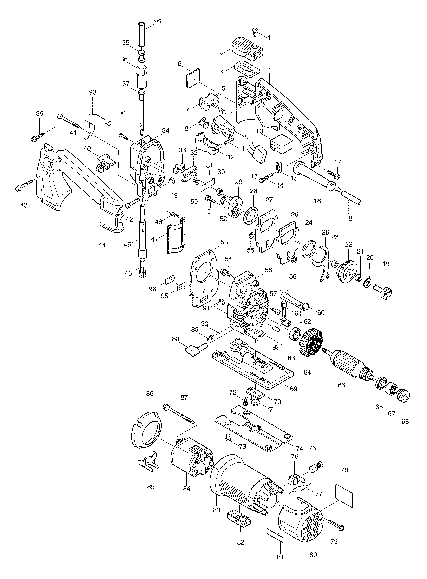 Makita 4304T parts diagram, sheet 1
