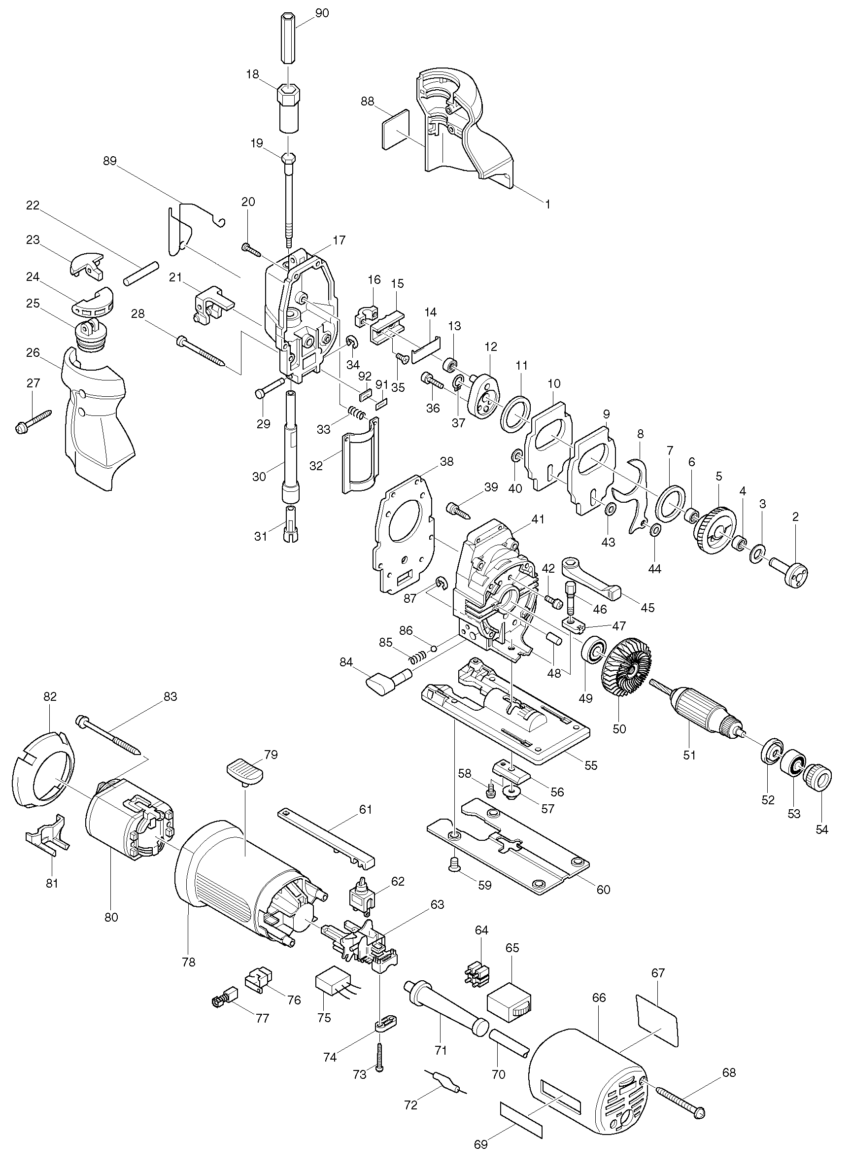 Makita 4305T parts diagram, sheet 1