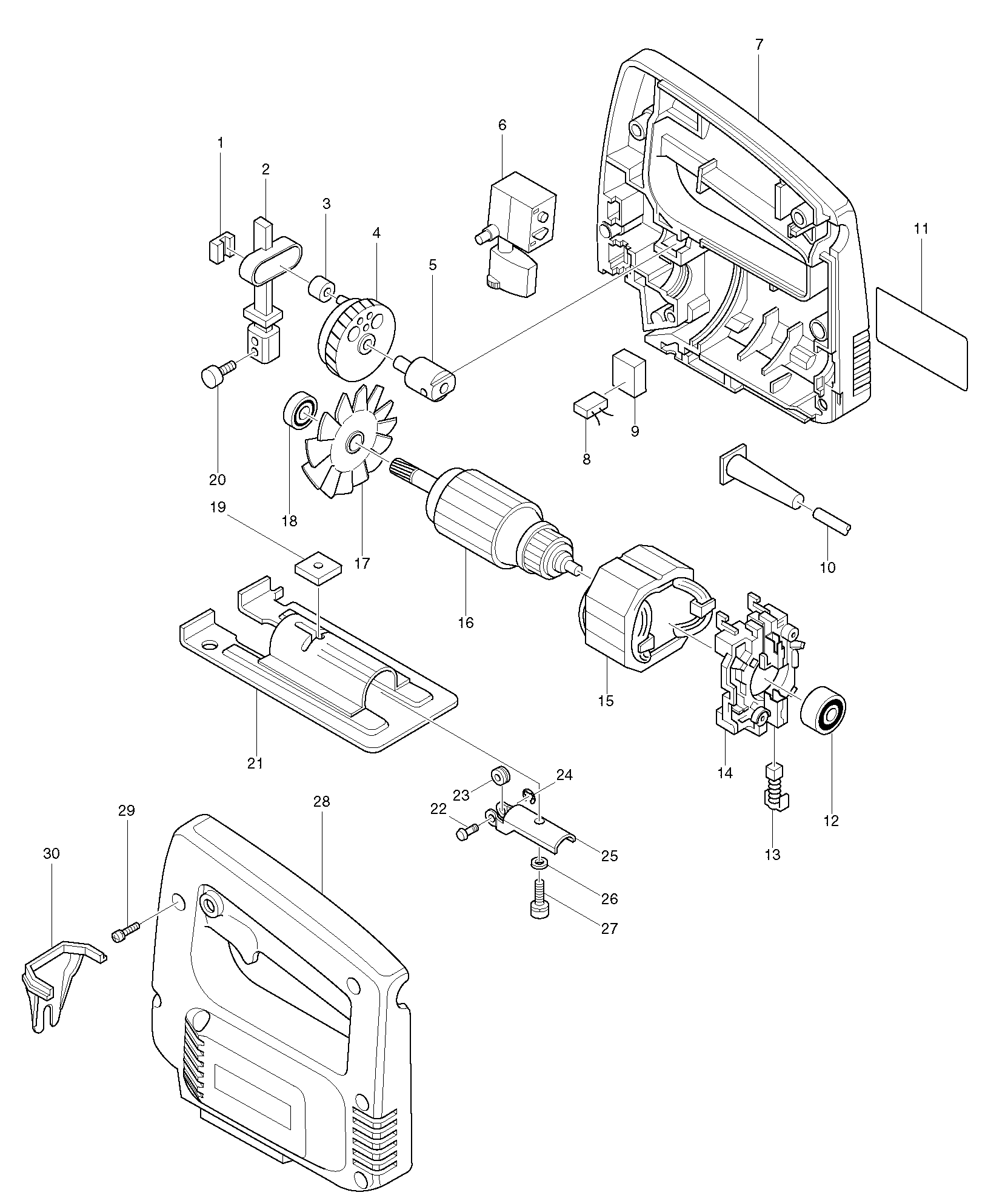 Makita 4320 parts diagram, sheet 1