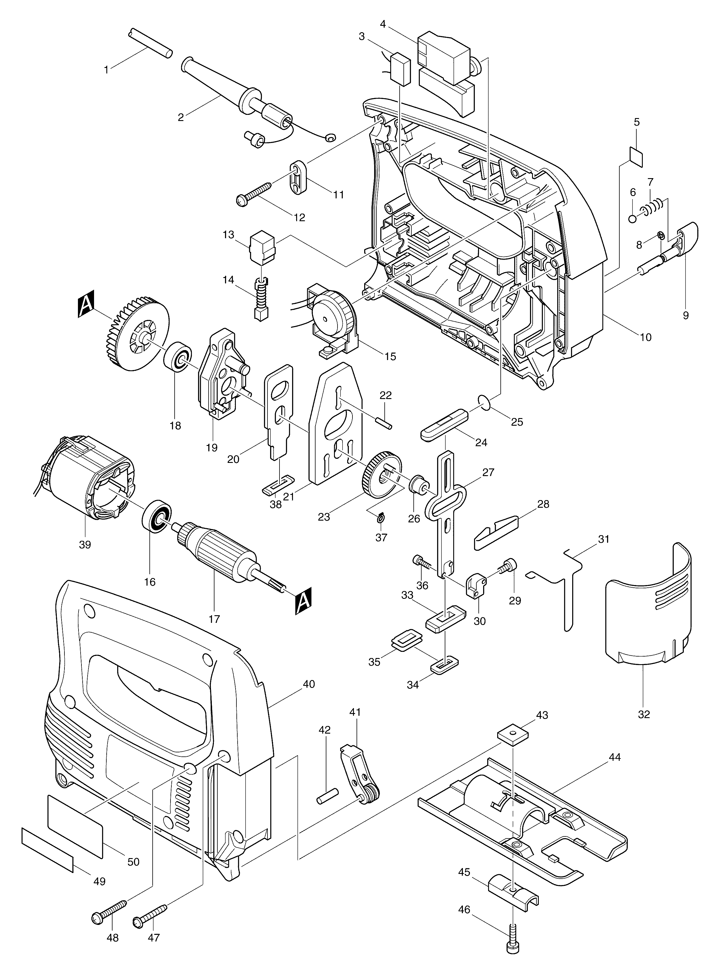 Makita 4324 parts diagram, sheet 1