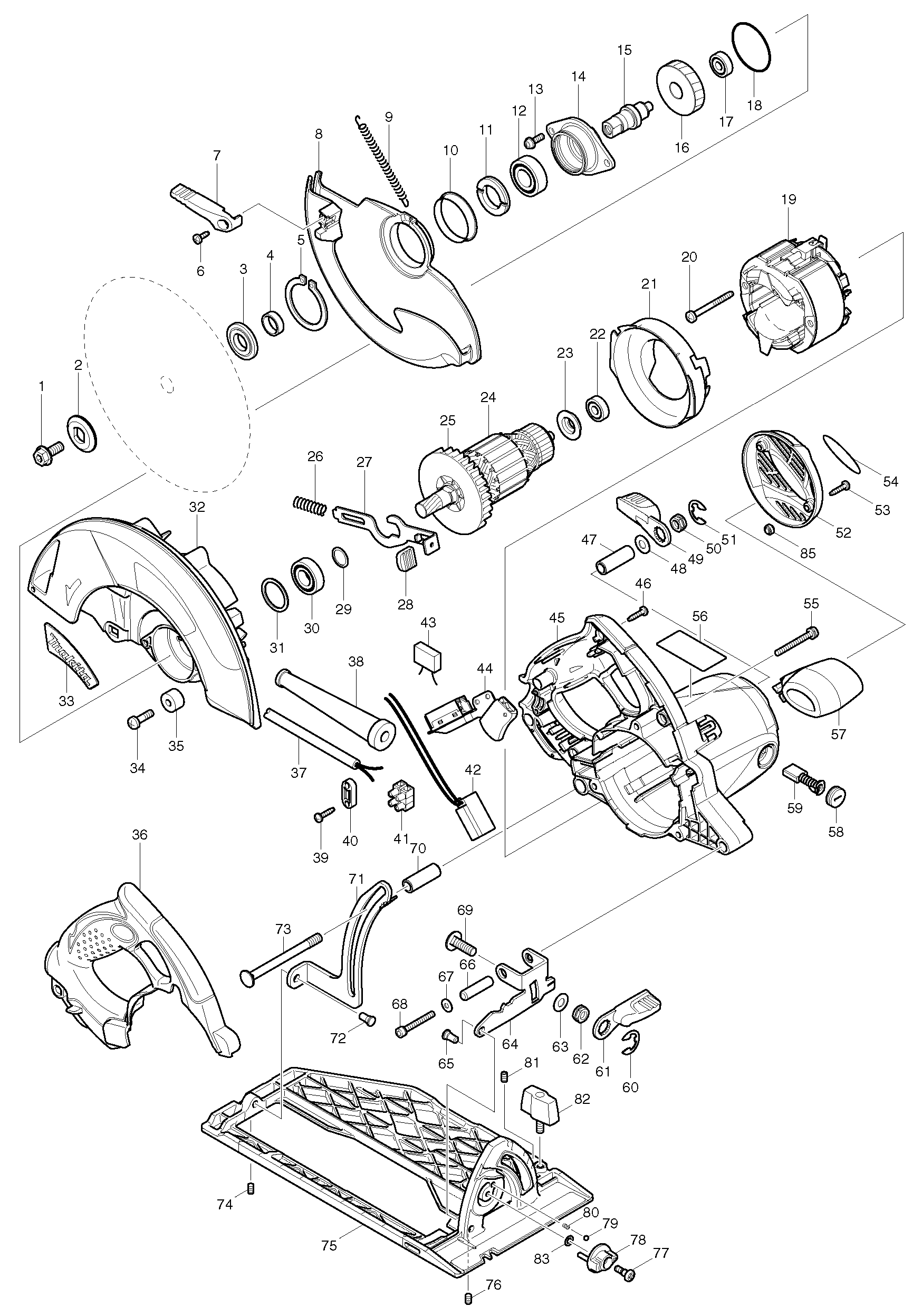 Makita 5008MG parts diagram, sheet 1