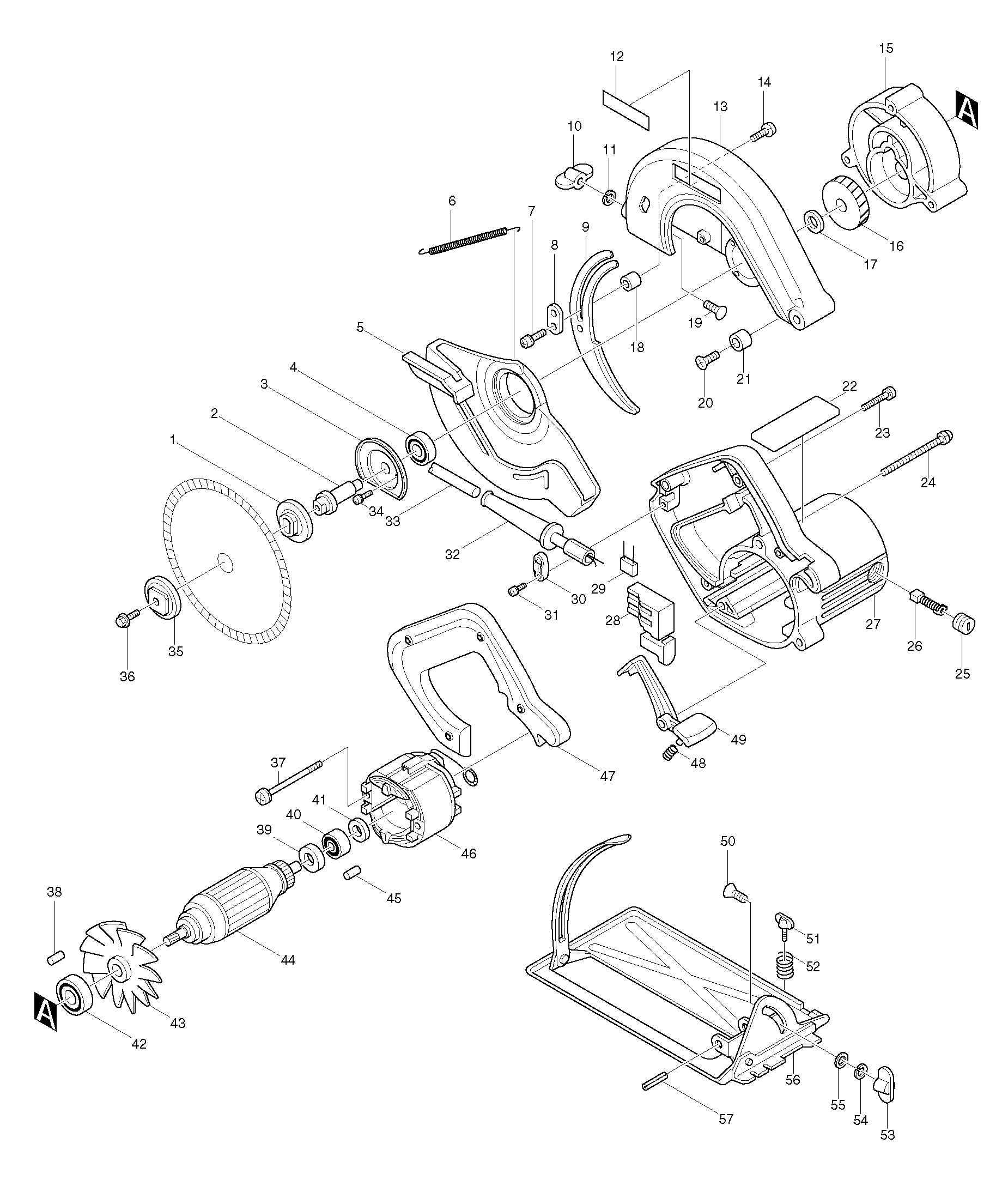 Makita 500 parts diagram, sheet 1